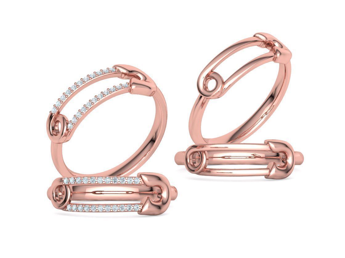 Safety Pin Collection 2 Rings 3Dmodels _3