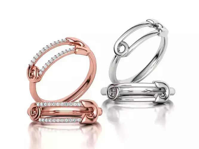 Safety Pin Collection 2 Rings 3Dmodels 
