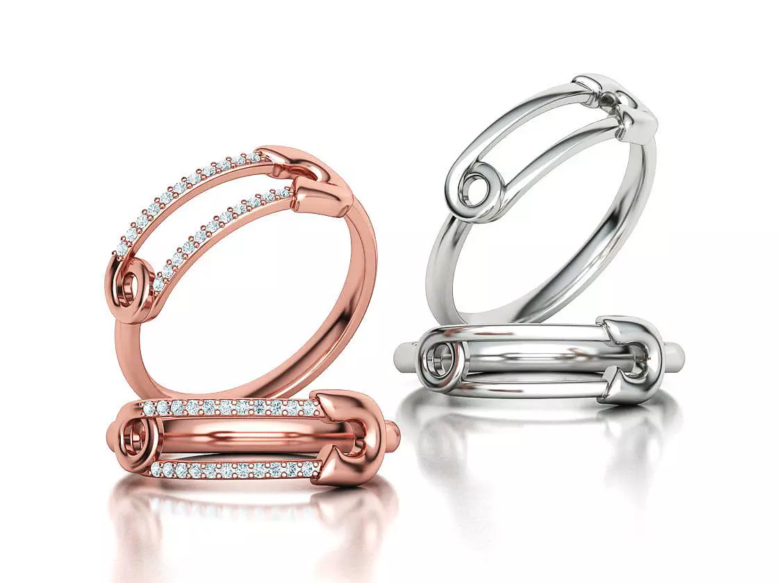 Safety Pin Collection 2 Rings 3Dmodels _0