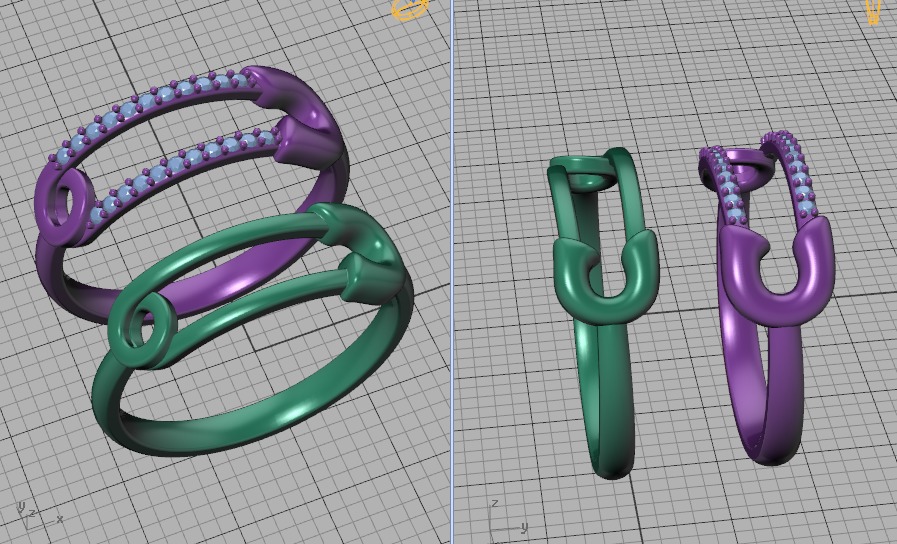 Safety Pin Collection 2 Rings 3Dmodels _9