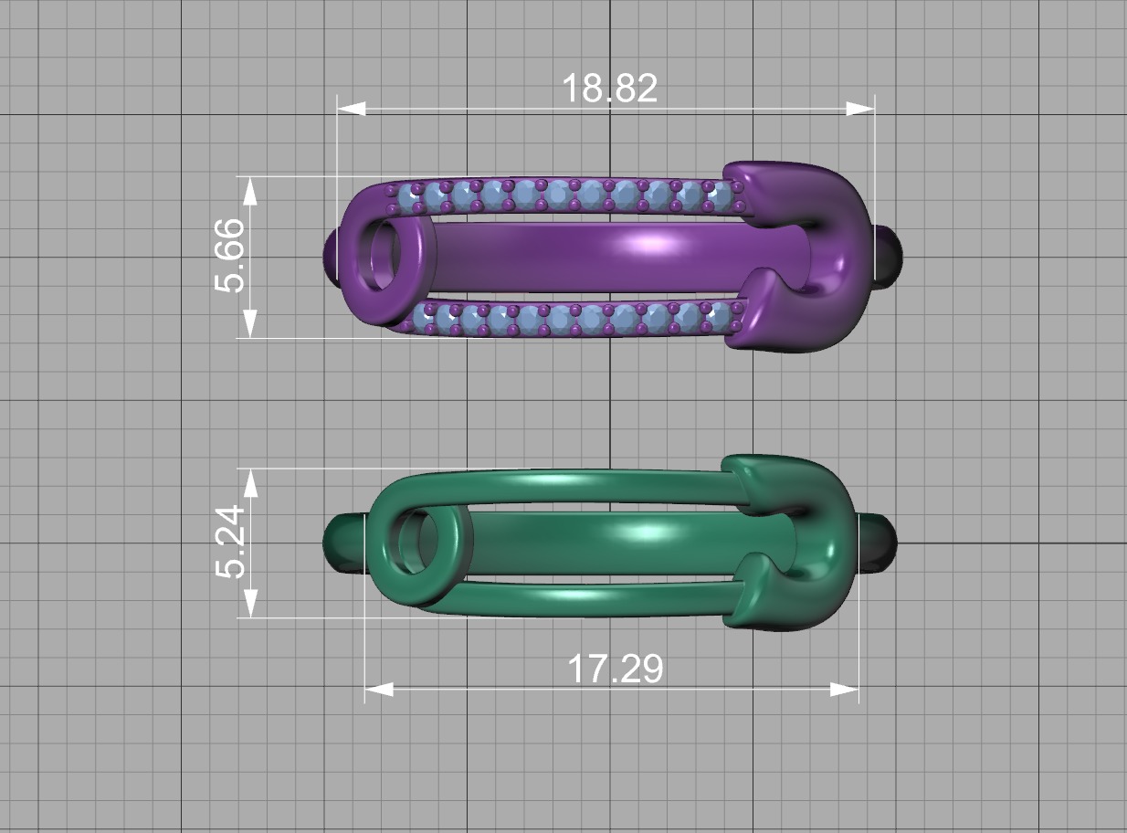 Safety Pin Collection 2 Rings 3Dmodels _7