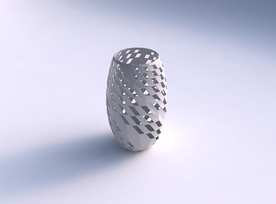 Vase twisted with checker grid lattice 2 3D print model_0