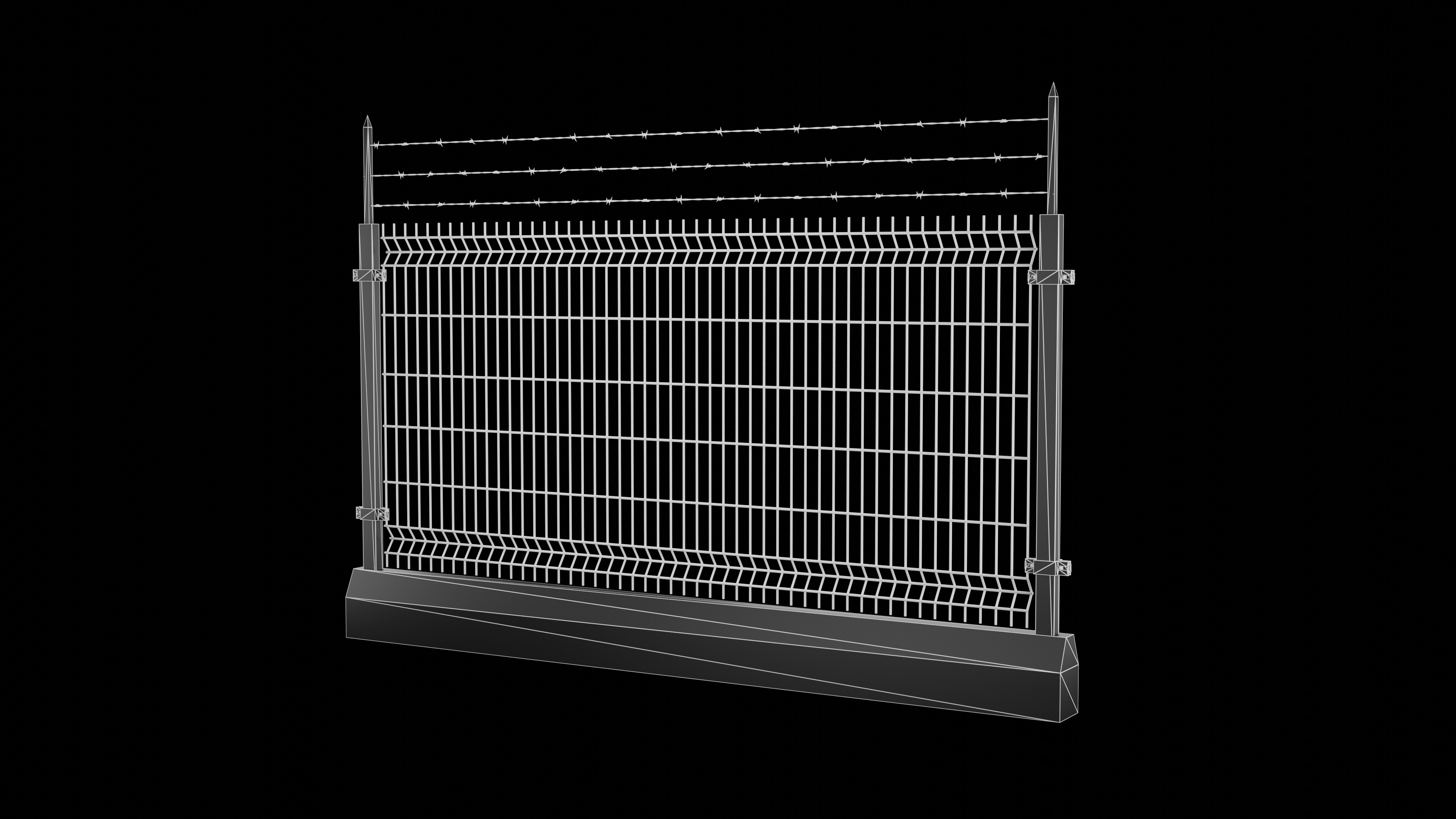 New Security Barbed Wire Fence Low-poly 3D model_7