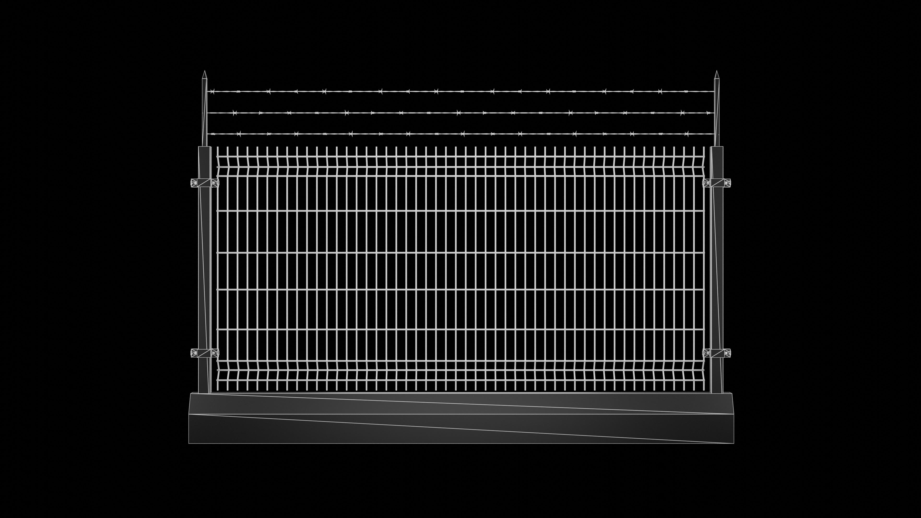 New Security Barbed Wire Fence Low-poly 3D model_5