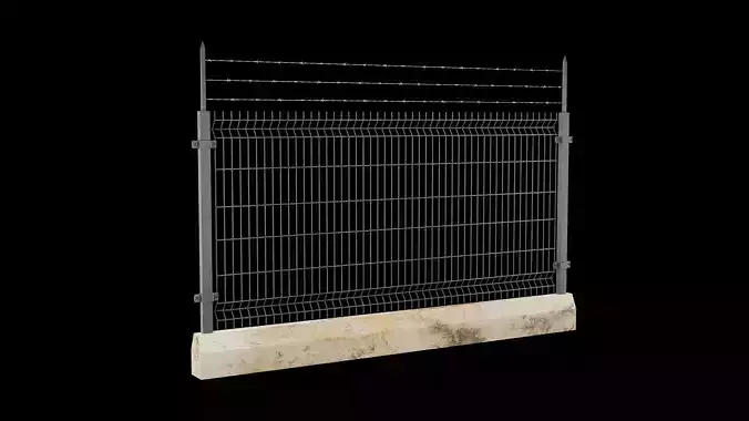 New Security Barbed Wire Fence Low-poly 3D model