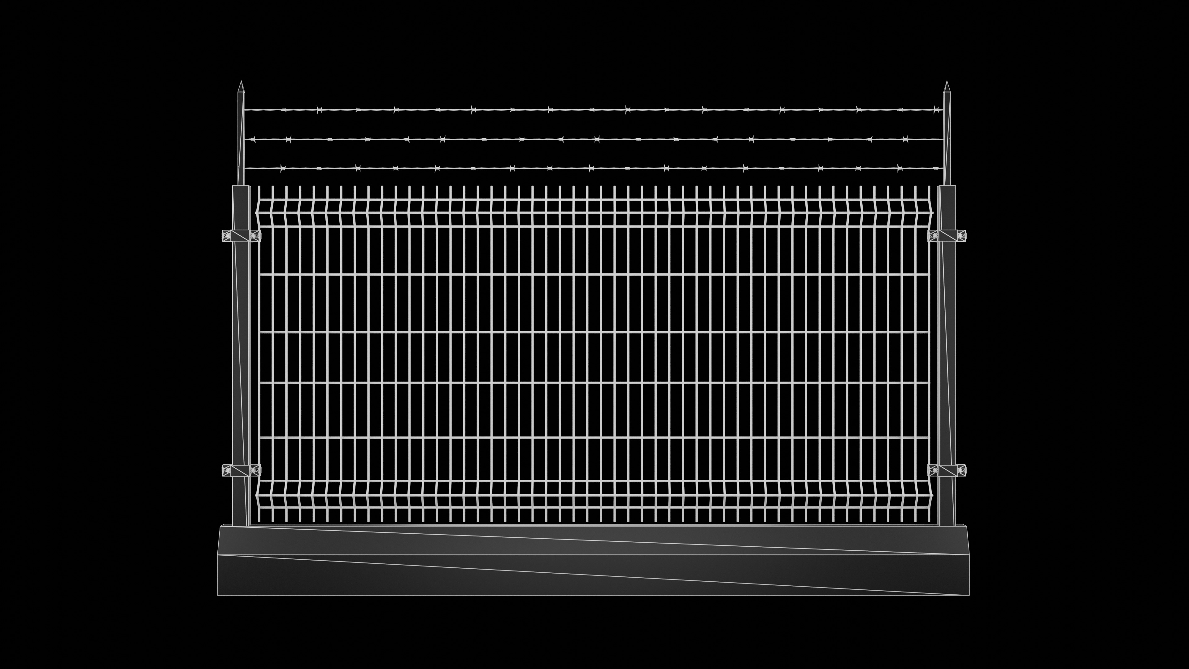 New Security Barbed Wire Fence Low-poly 3D model_9