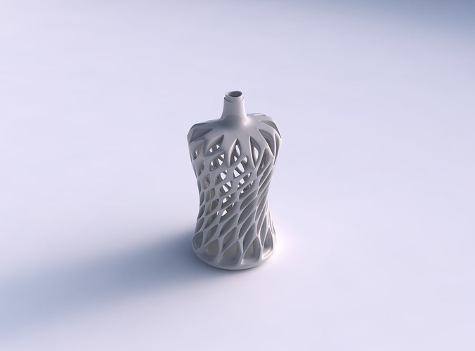 Vase twisted wider top with smooth cuts and extruded top streched top