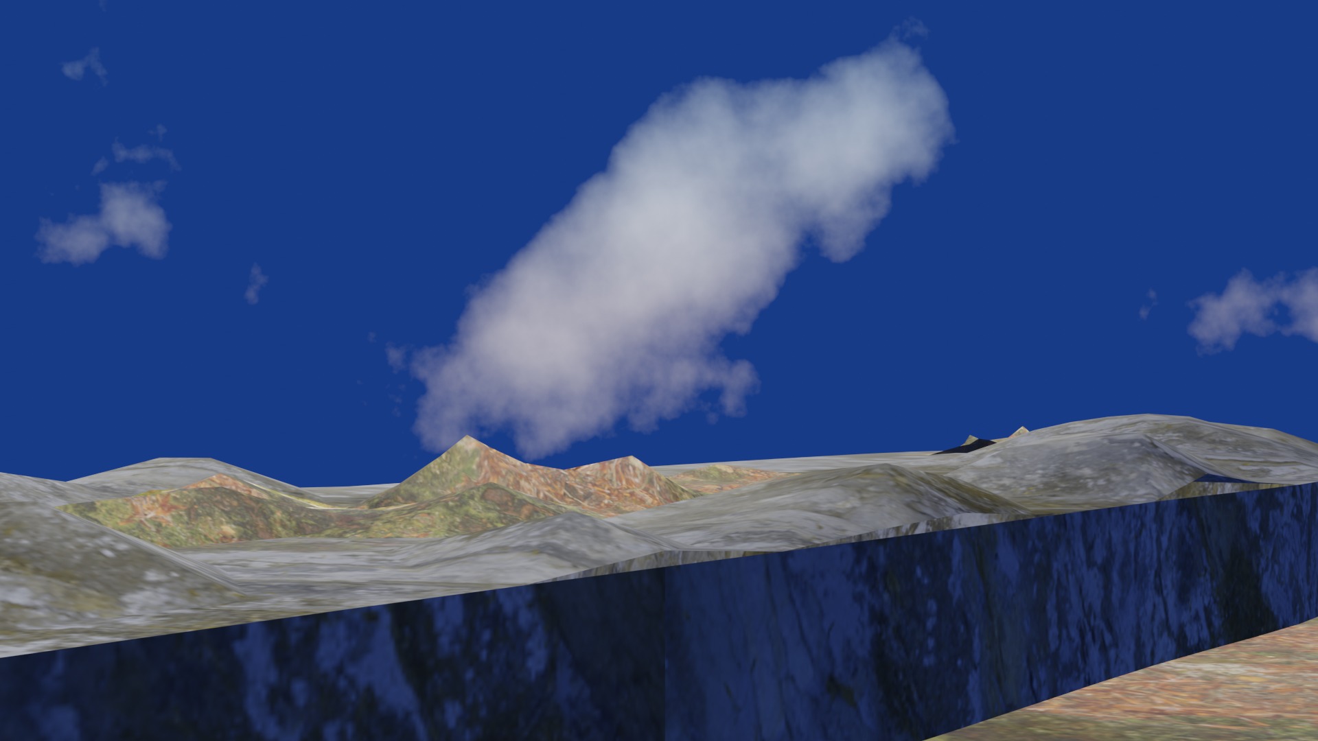 Terrain model with rocky moutain and green tree hill Low-poly 3D model_17