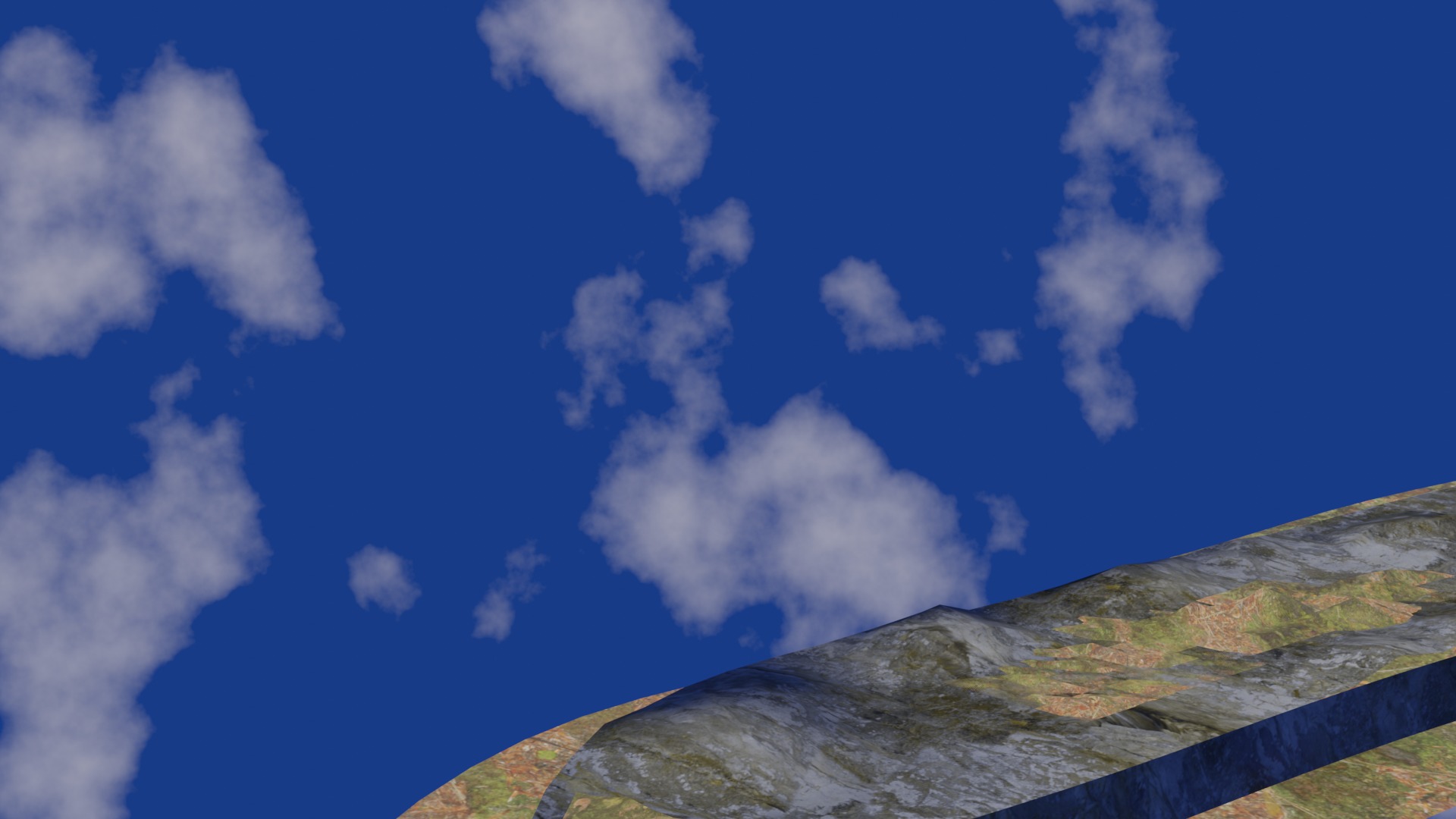 Terrain model with rocky moutain and green tree hill Low-poly 3D model_10