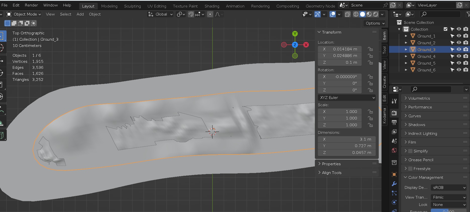 Terrain model with rocky moutain and green tree hill Low-poly 3D model_27