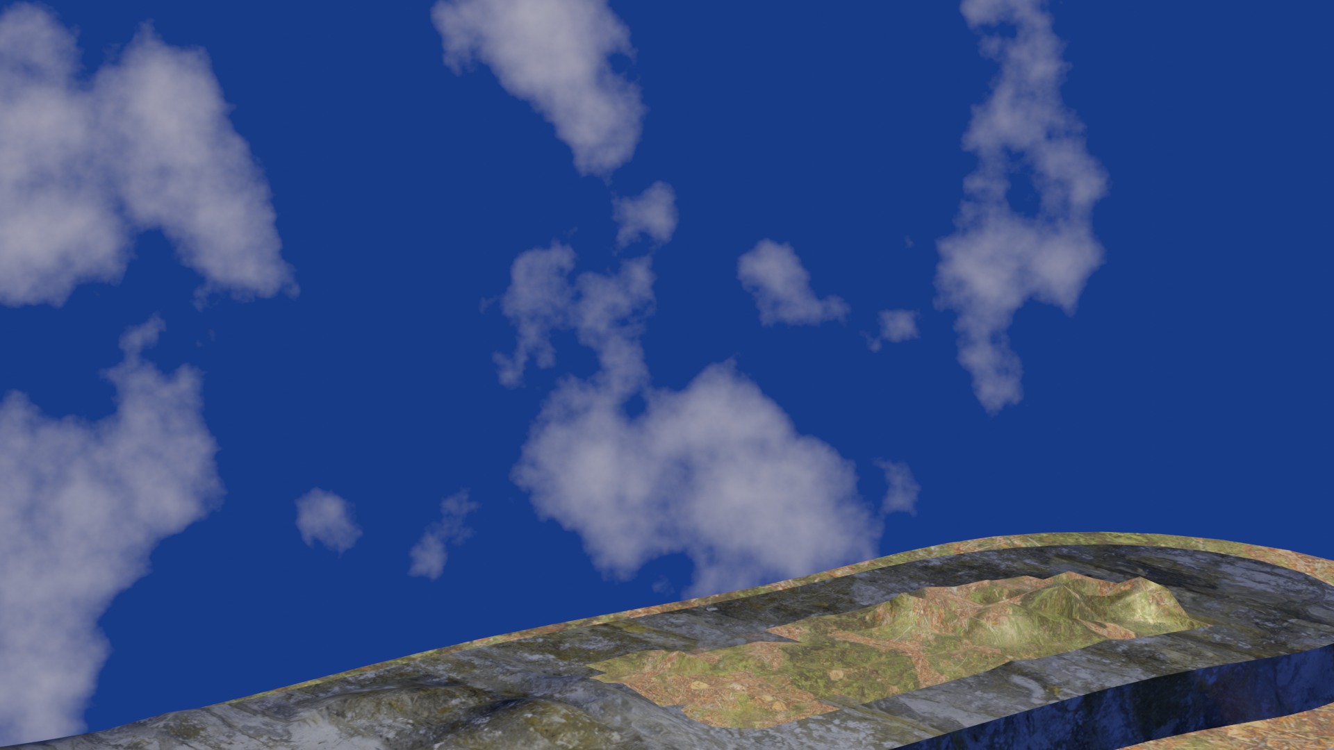 Terrain model with rocky moutain and green tree hill Low-poly 3D model_7