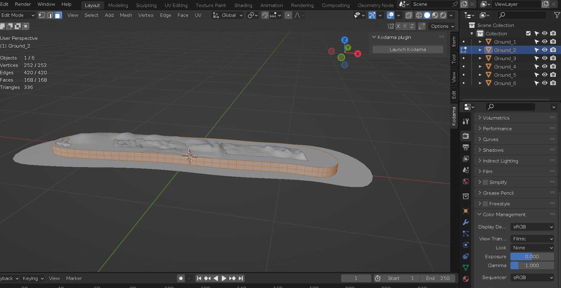 Terrain model with rocky moutain and green tree hill Low-poly 3D model_31