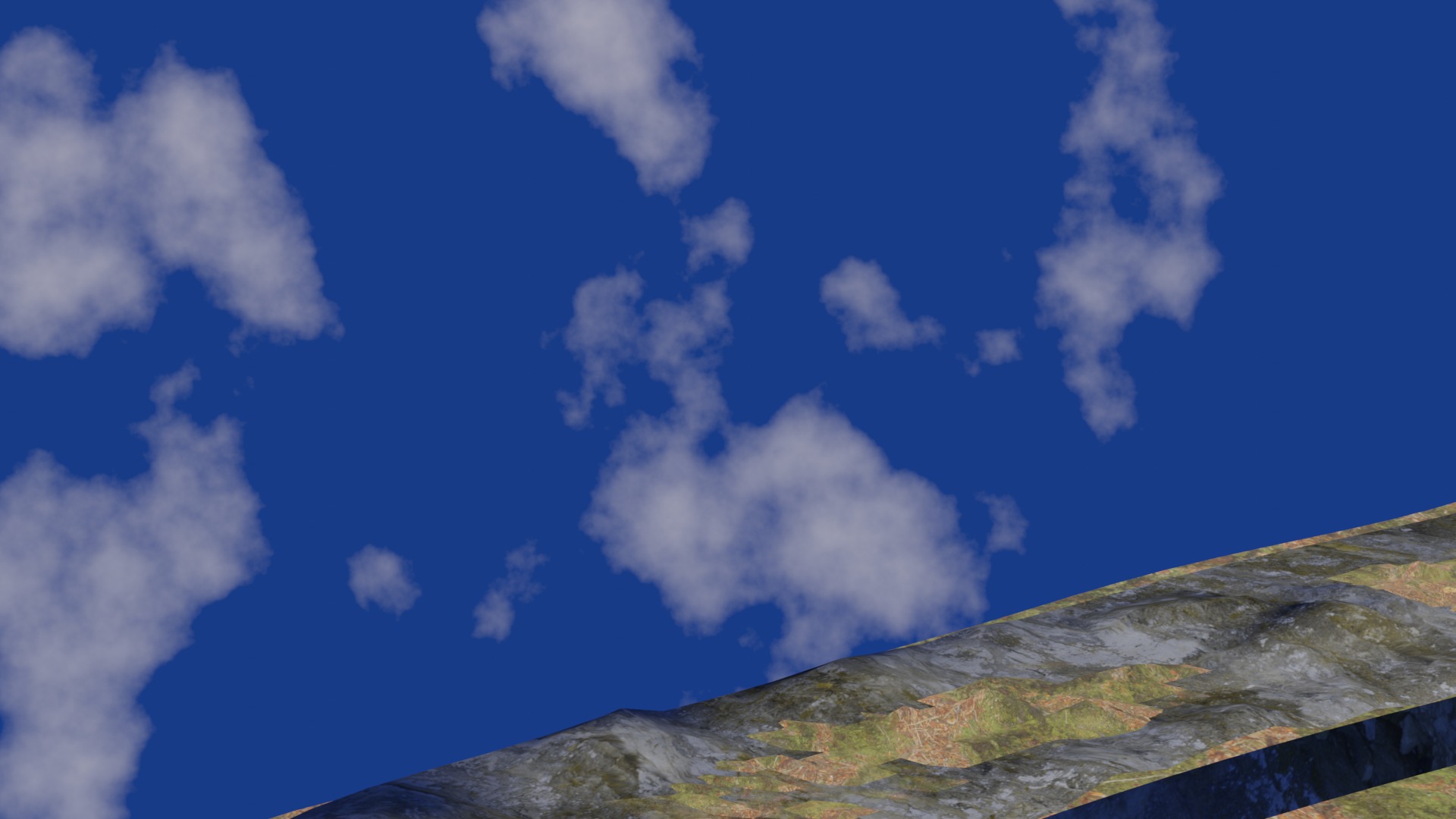 Terrain model with rocky moutain and green tree hill Low-poly 3D model_9