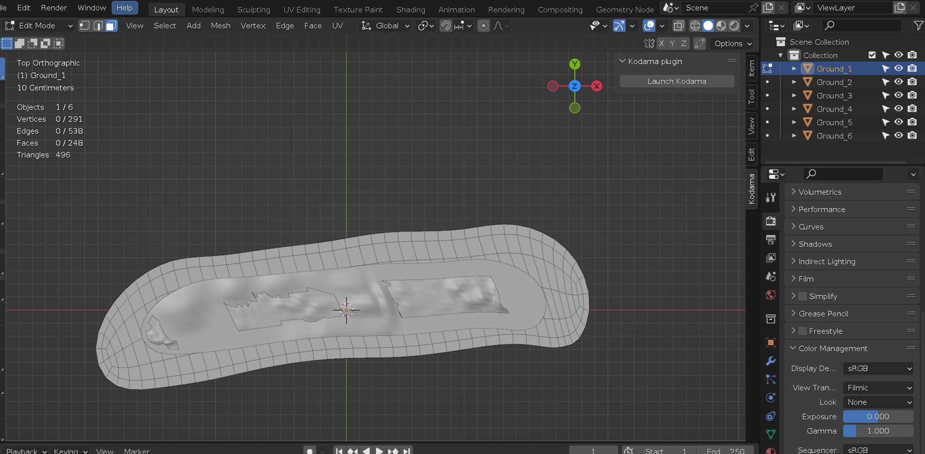 Terrain model with rocky moutain and green tree hill Low-poly 3D model_30