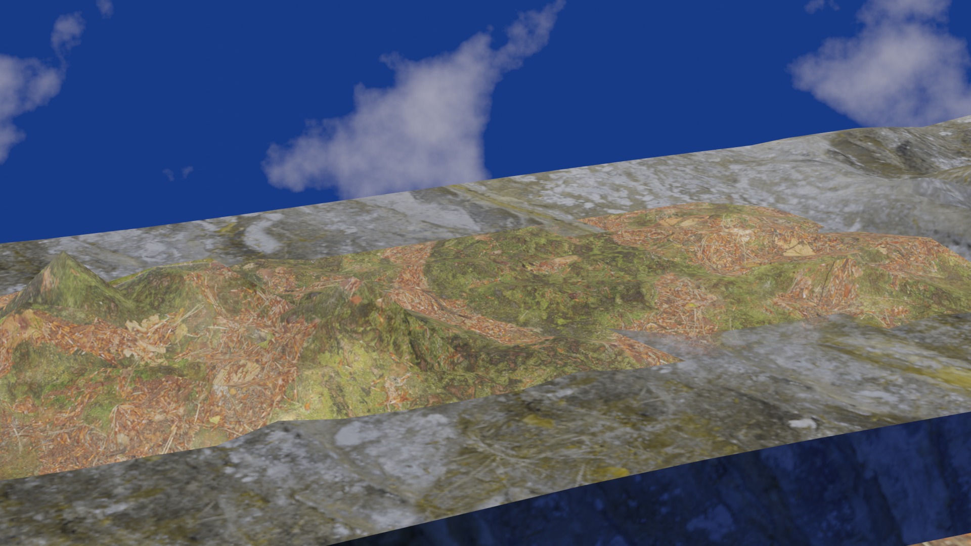 Terrain model with rocky moutain and green tree hill Low-poly 3D model_19