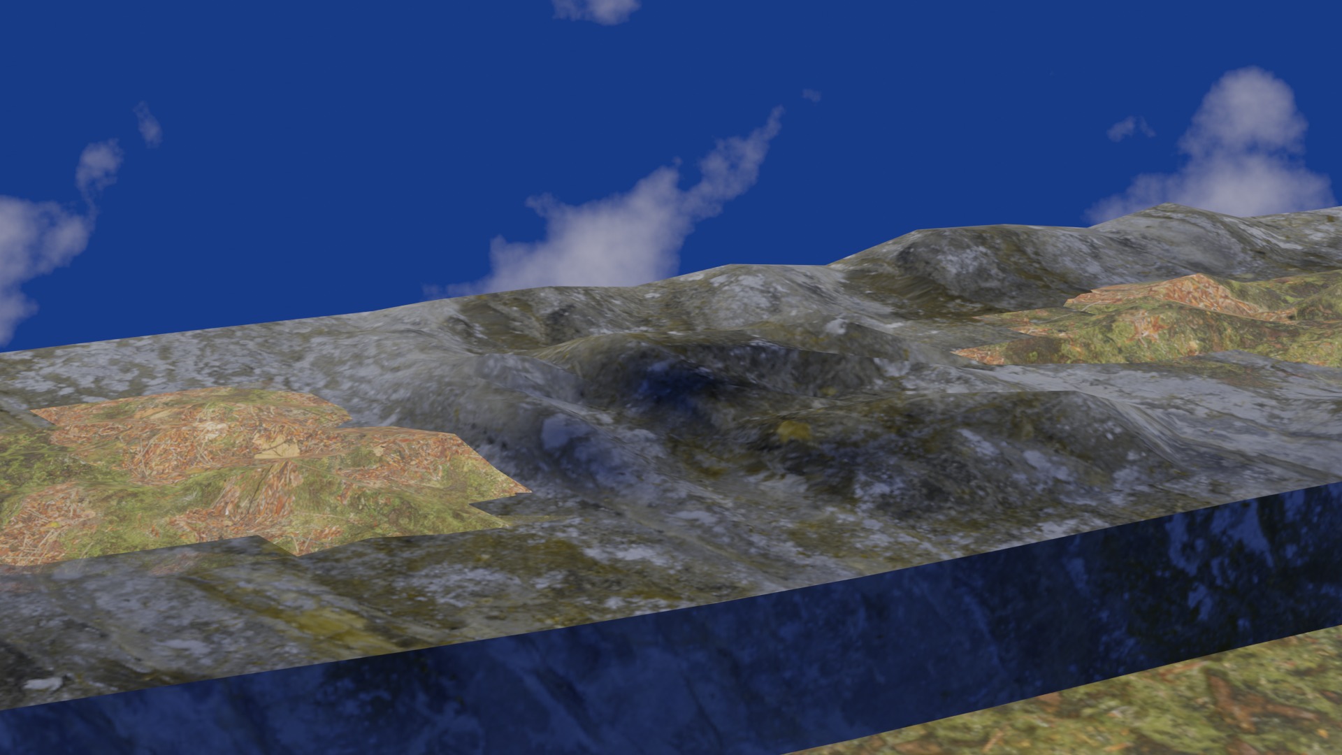 Terrain model with rocky moutain and green tree hill Low-poly 3D model_20