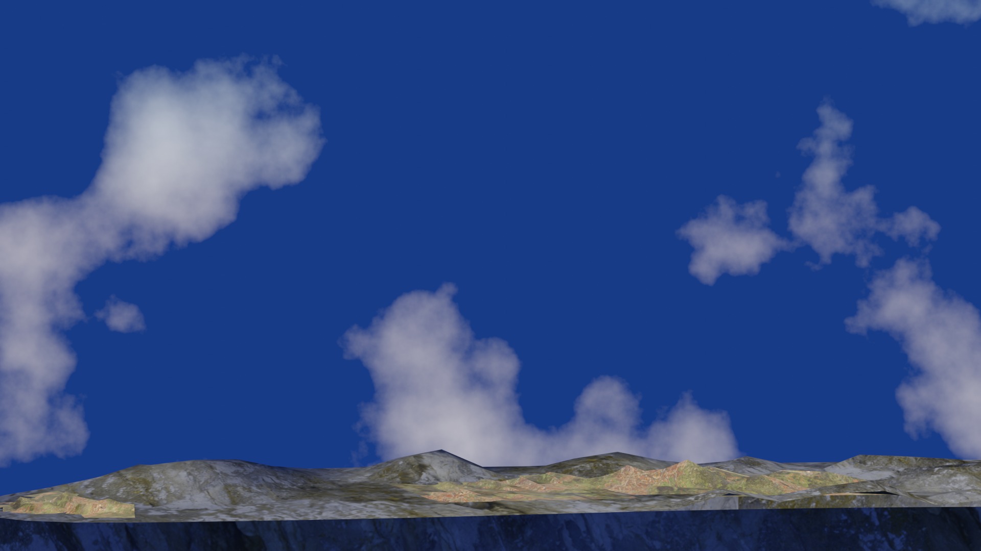 Terrain model with rocky moutain and green tree hill Low-poly 3D model_12