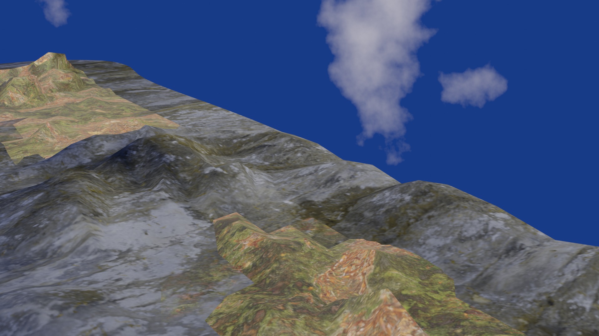 Terrain model with rocky moutain and green tree hill Low-poly 3D model_4