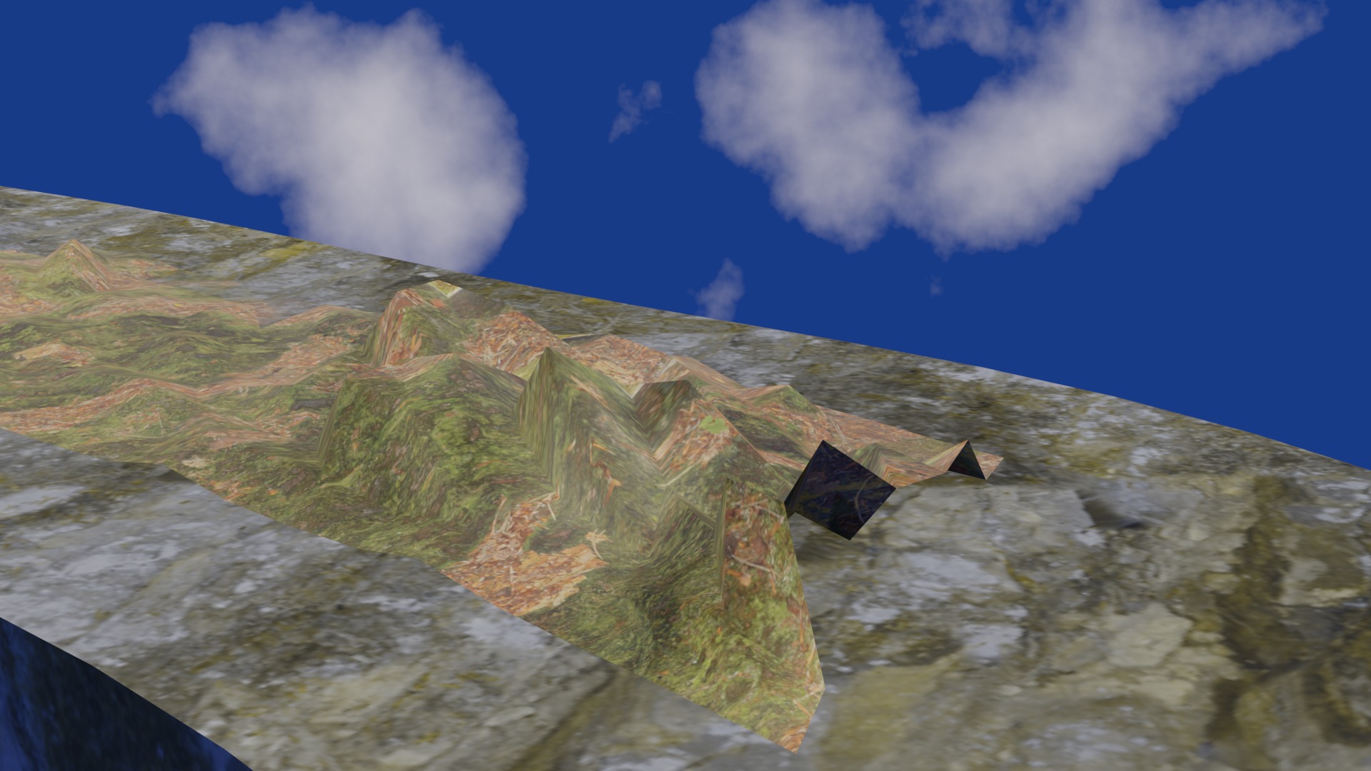 Terrain model with rocky moutain and green tree hill Low-poly 3D model_18