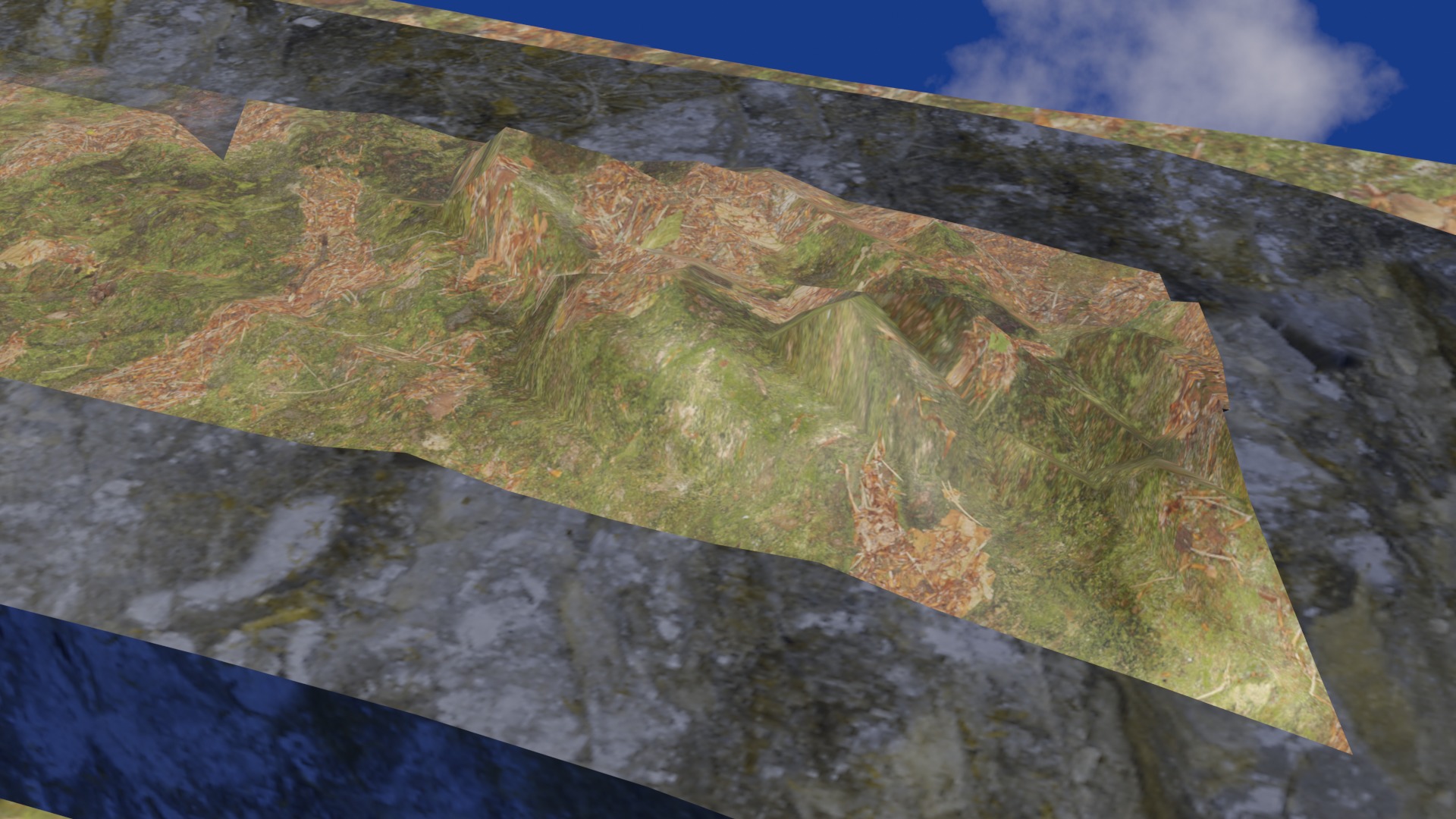 Terrain model with rocky moutain and green tree hill Low-poly 3D model_13