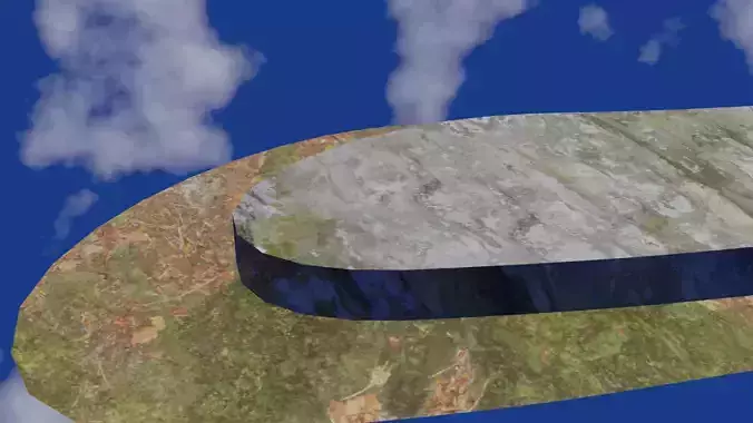 Terrain model with rocky moutain and green tree hill Low-poly 3D model