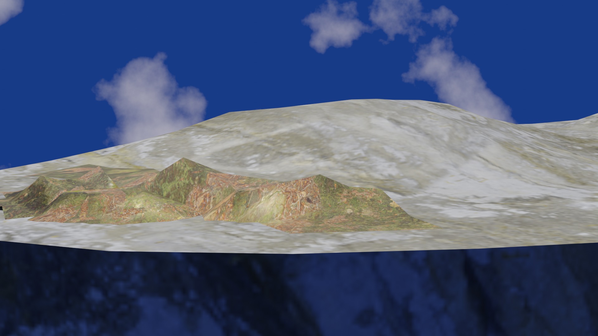 Terrain model with rocky moutain and green tree hill Low-poly 3D model_14