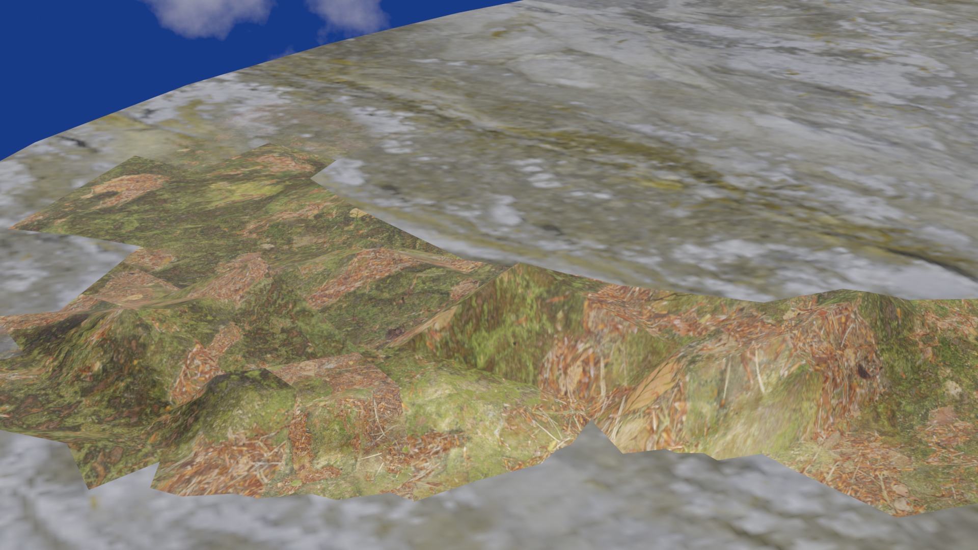 Terrain model with rocky moutain and green tree hill Low-poly 3D model_11