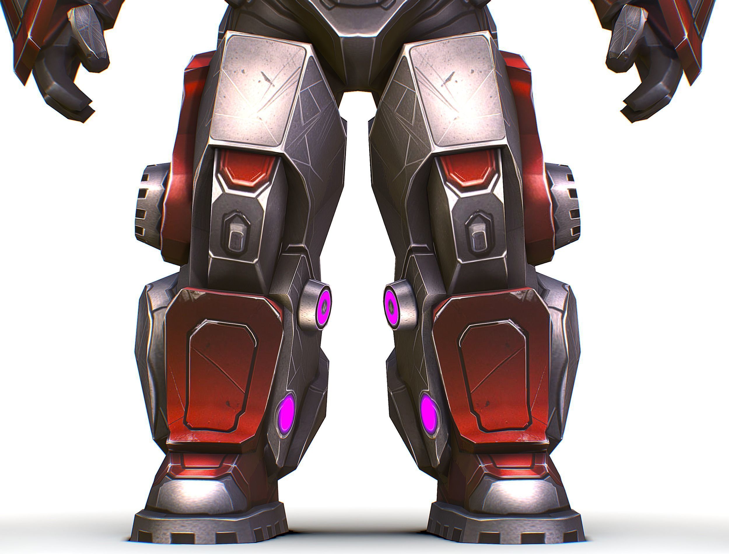 Cartoon Sci-Fi Cyborg Drone Heavy Machine Gunner Low-poly 3D model_42