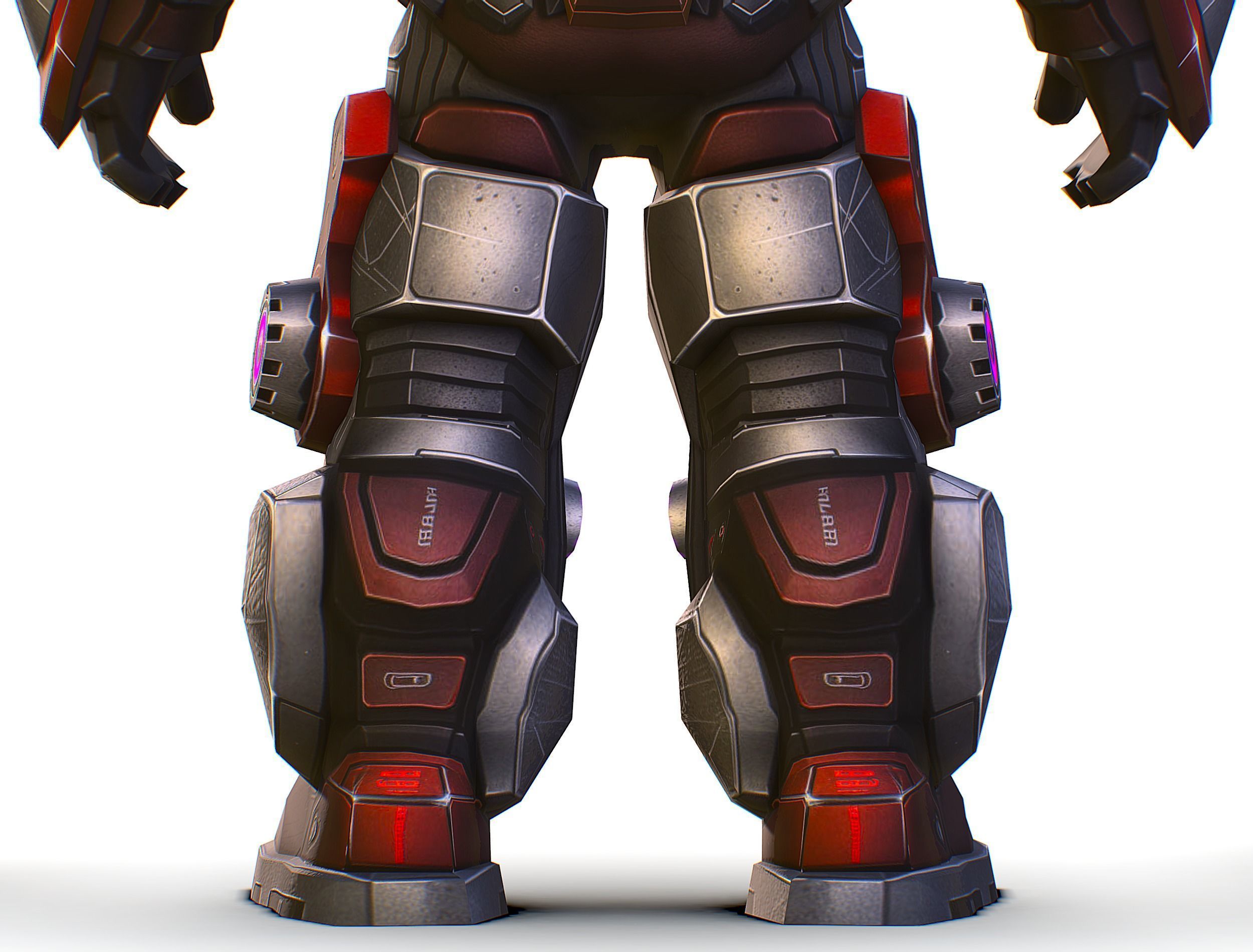 Cartoon Sci-Fi Cyborg Drone Heavy Machine Gunner Low-poly 3D model_45