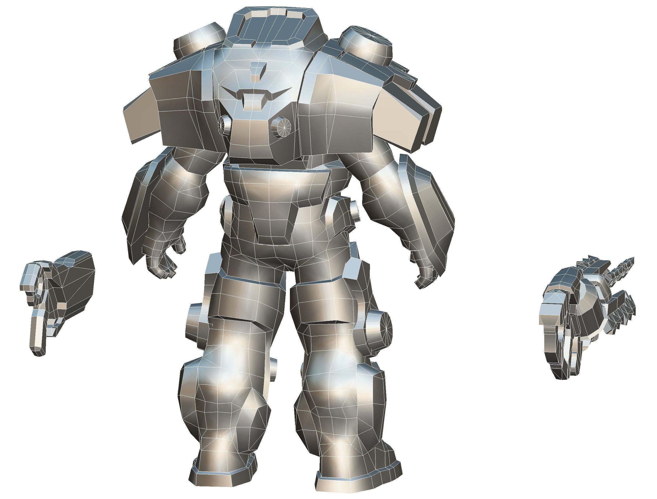 Cartoon Sci-Fi Cyborg Drone Heavy Machine Gunner Low-poly 3D model_56