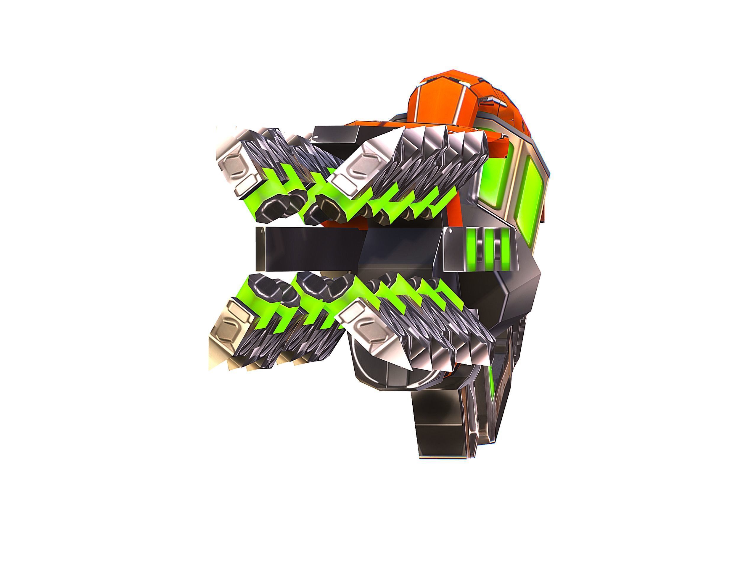 Cartoon Sci-Fi Cyborg Drone Heavy Machine Gunner Low-poly 3D model_26