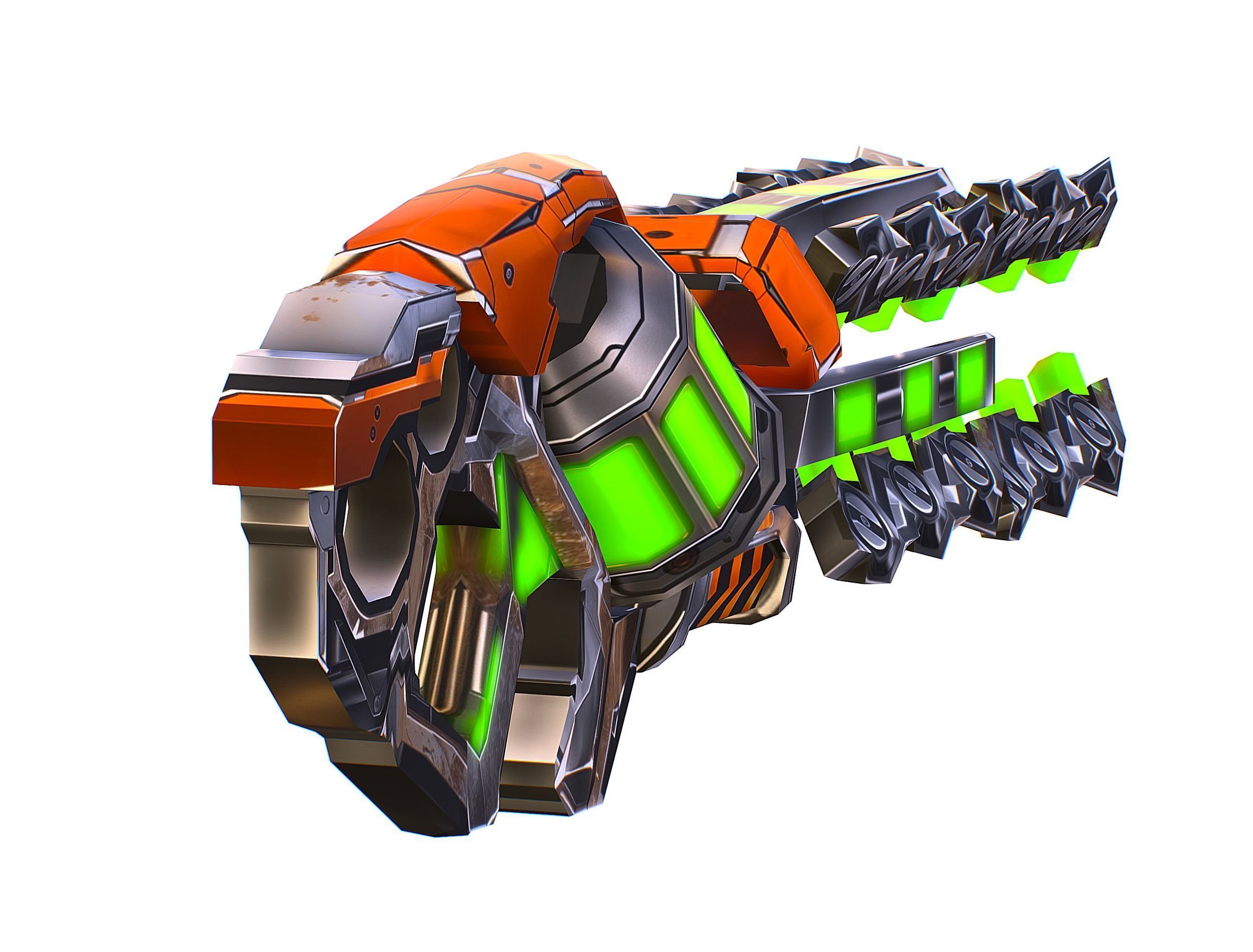 Cartoon Sci-Fi Cyborg Drone Heavy Machine Gunner Low-poly 3D model_22