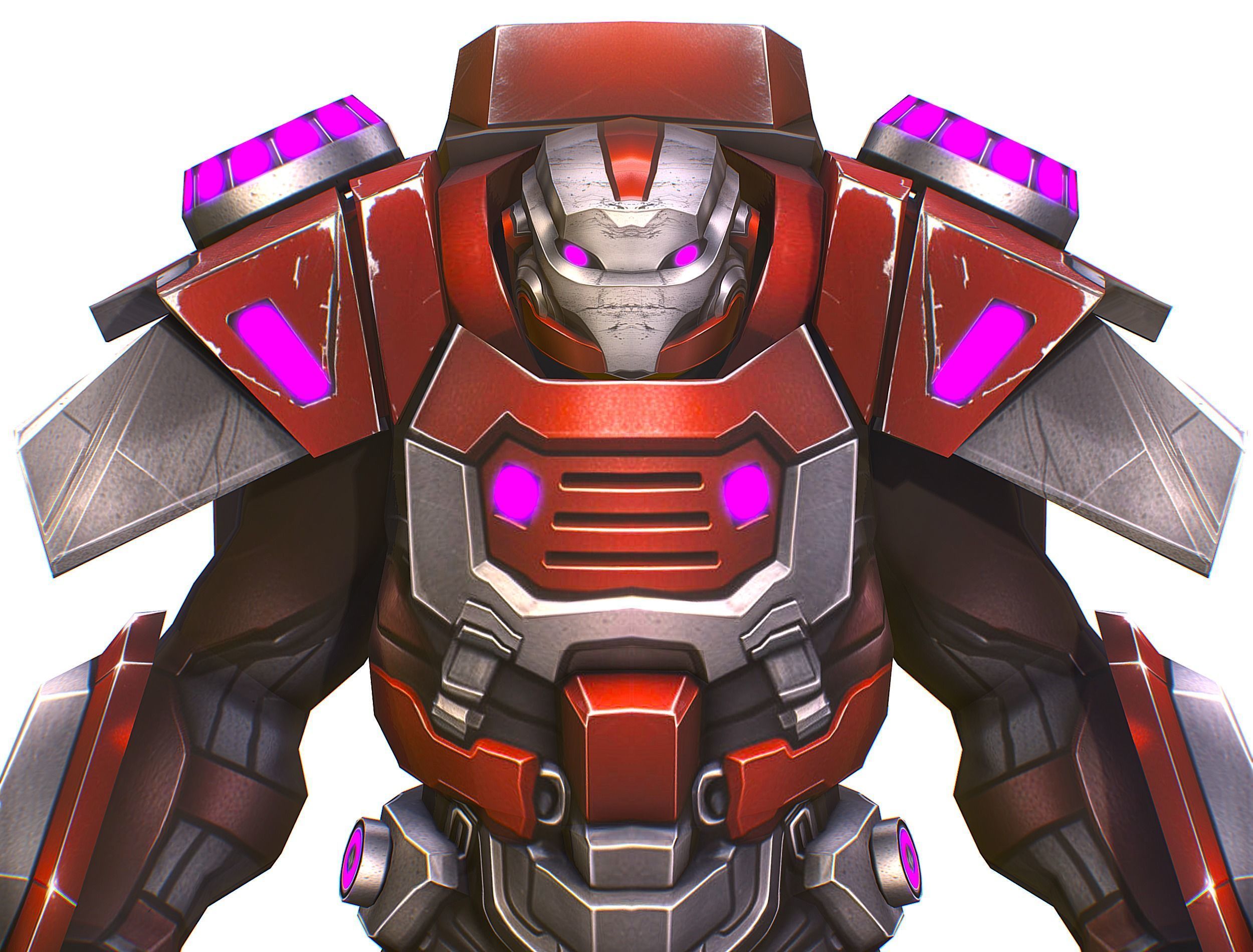 Cartoon Sci-Fi Cyborg Drone Heavy Machine Gunner Low-poly 3D model_40