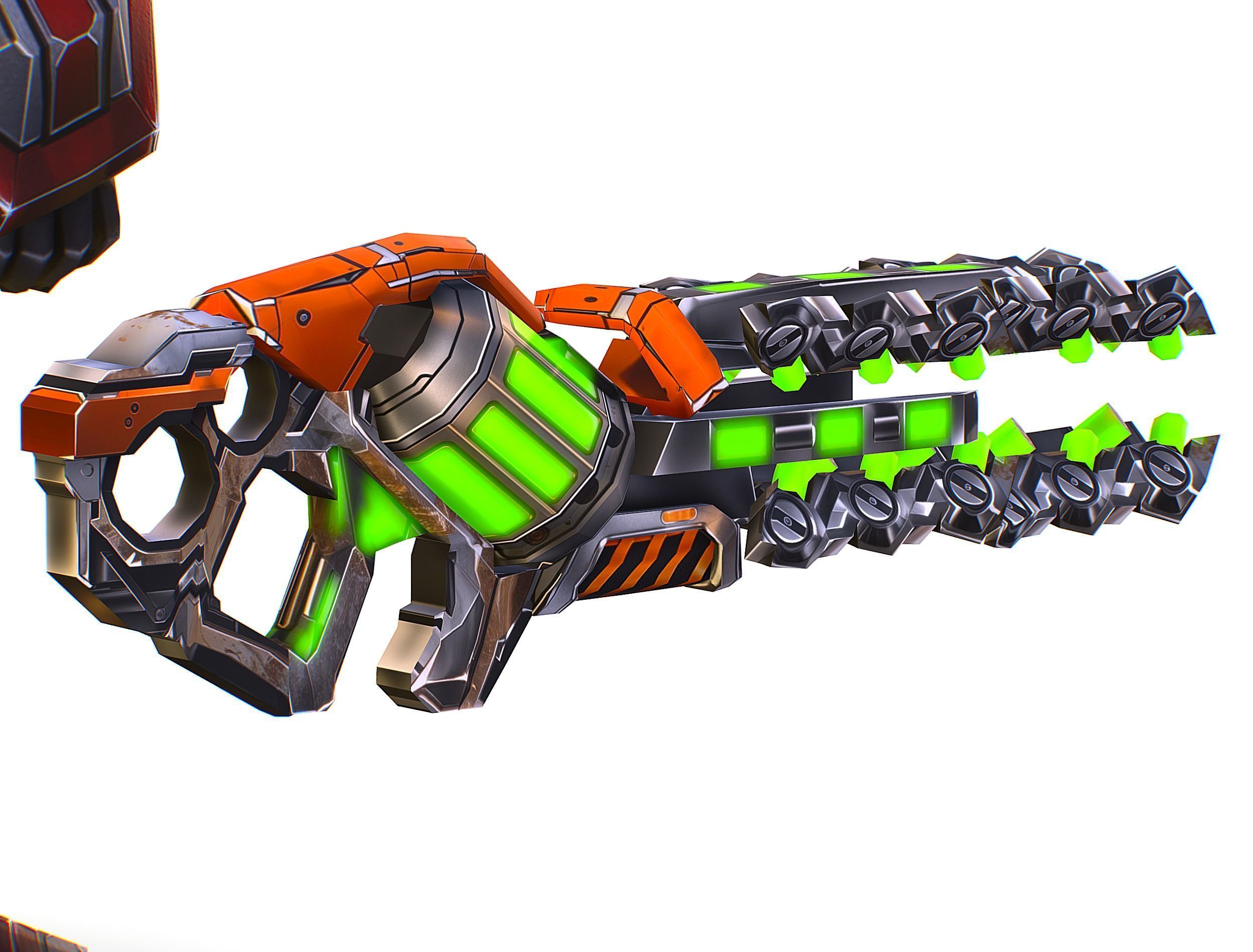 Cartoon Sci-Fi Cyborg Drone Heavy Machine Gunner Low-poly 3D model_21