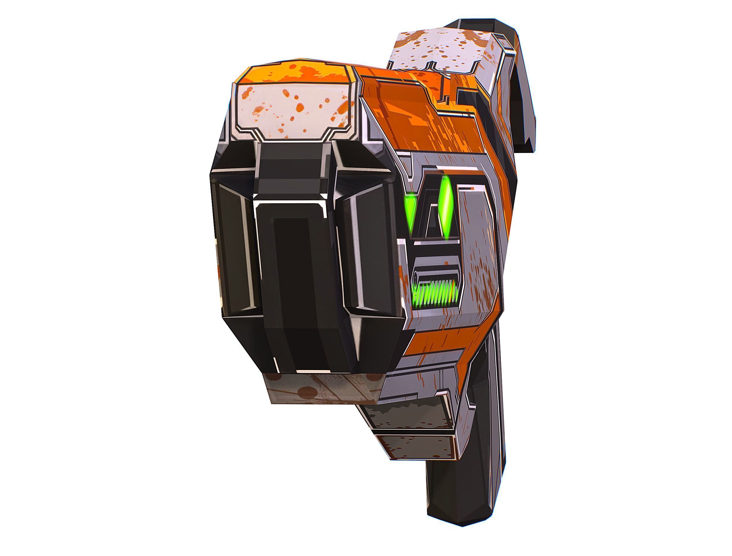 Cartoon Sci-Fi Cyborg Drone Heavy Machine Gunner Low-poly 3D model_31