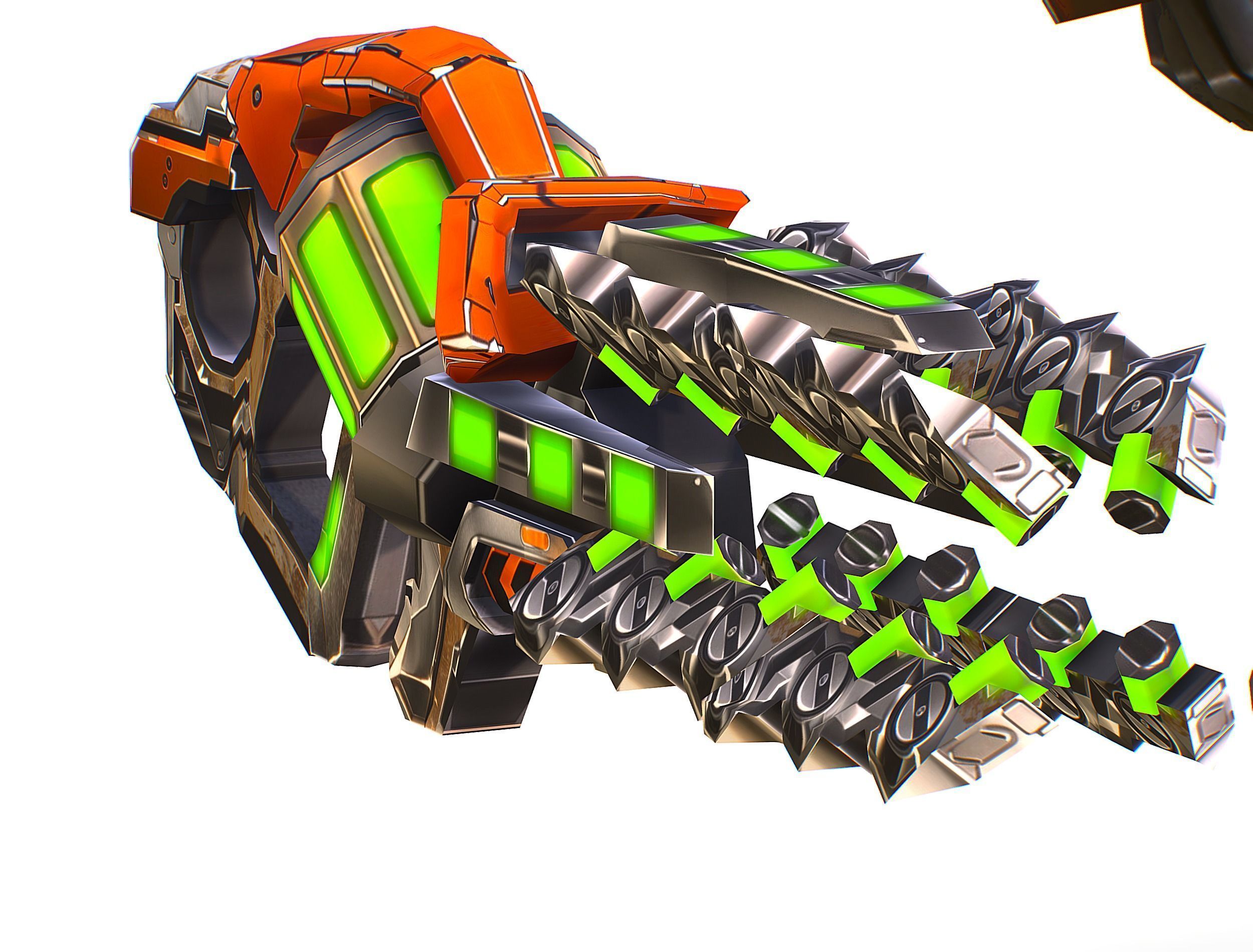 Cartoon Sci-Fi Cyborg Drone Heavy Machine Gunner Low-poly 3D model_19