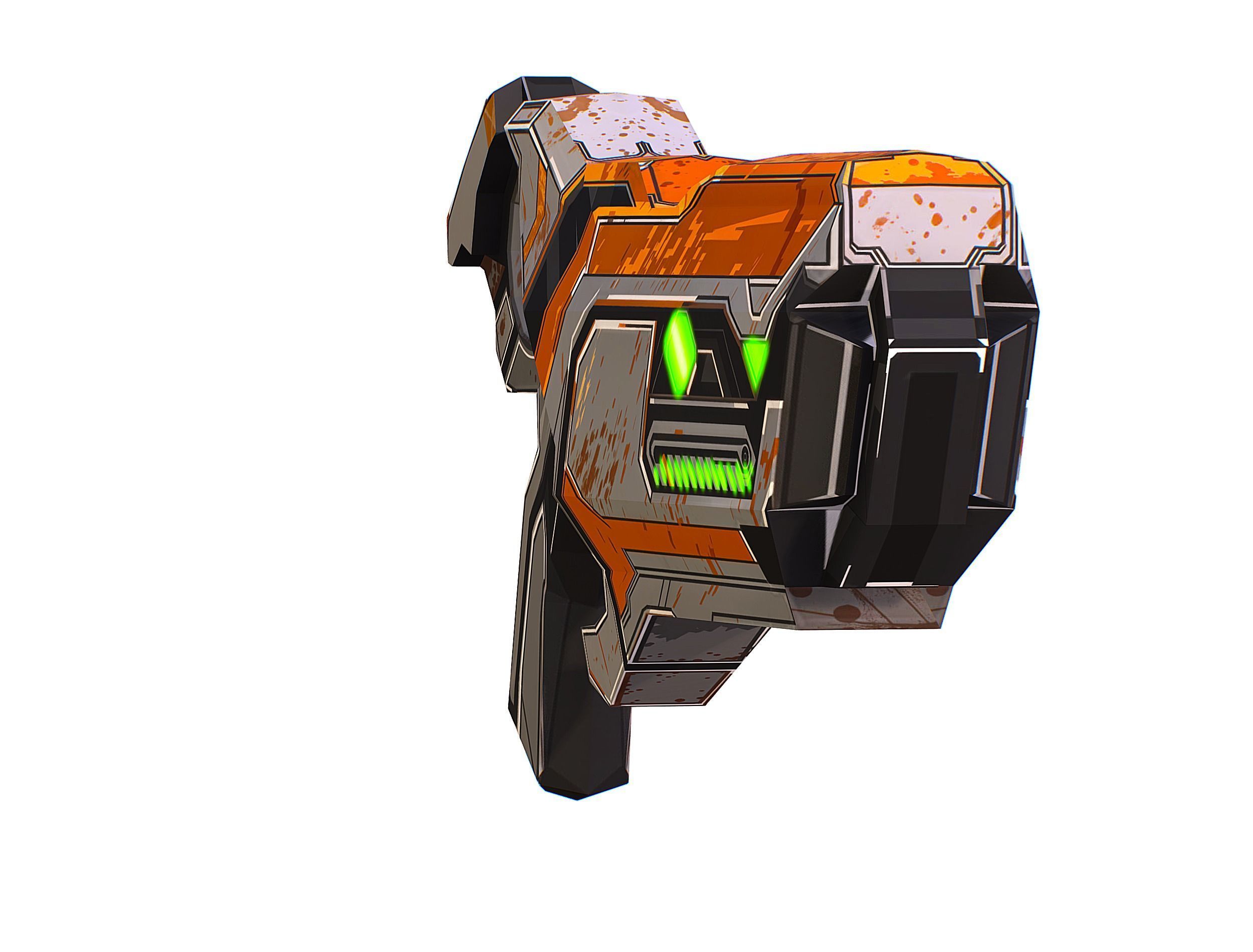 Cartoon Sci-Fi Cyborg Drone Heavy Machine Gunner Low-poly 3D model_29