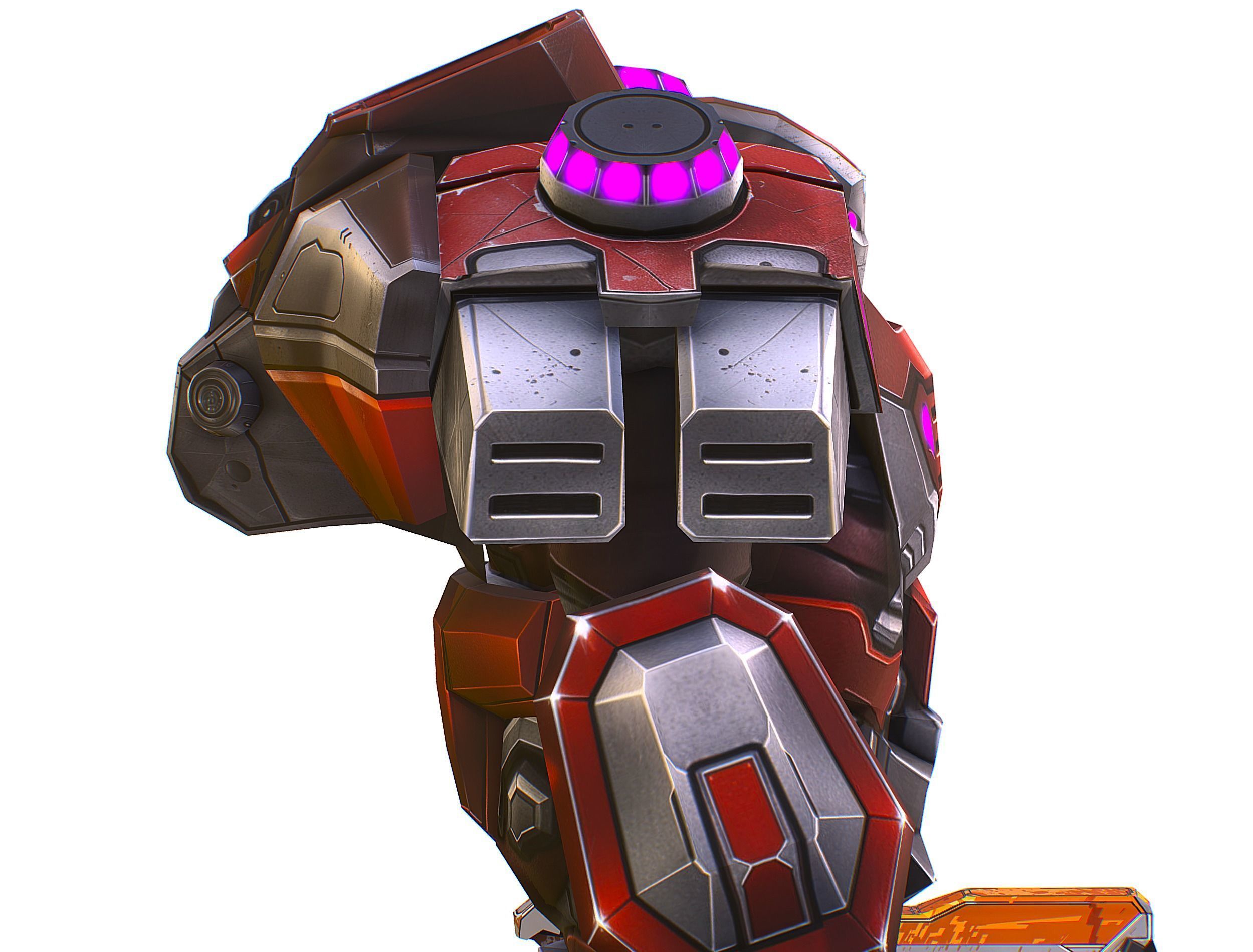 Cartoon Sci-Fi Cyborg Drone Heavy Machine Gunner Low-poly 3D model_46