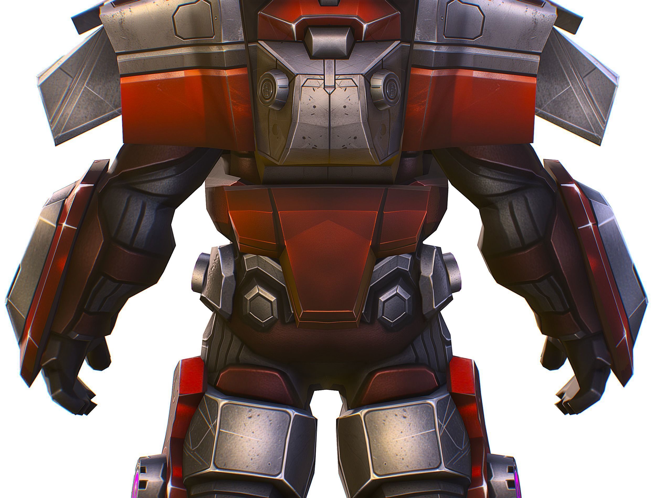 Cartoon Sci-Fi Cyborg Drone Heavy Machine Gunner Low-poly 3D model_44