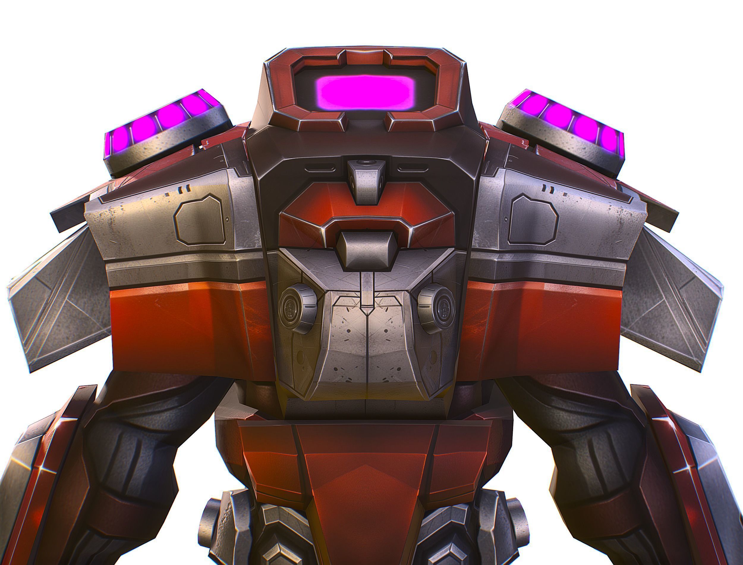 Cartoon Sci-Fi Cyborg Drone Heavy Machine Gunner Low-poly 3D model_43