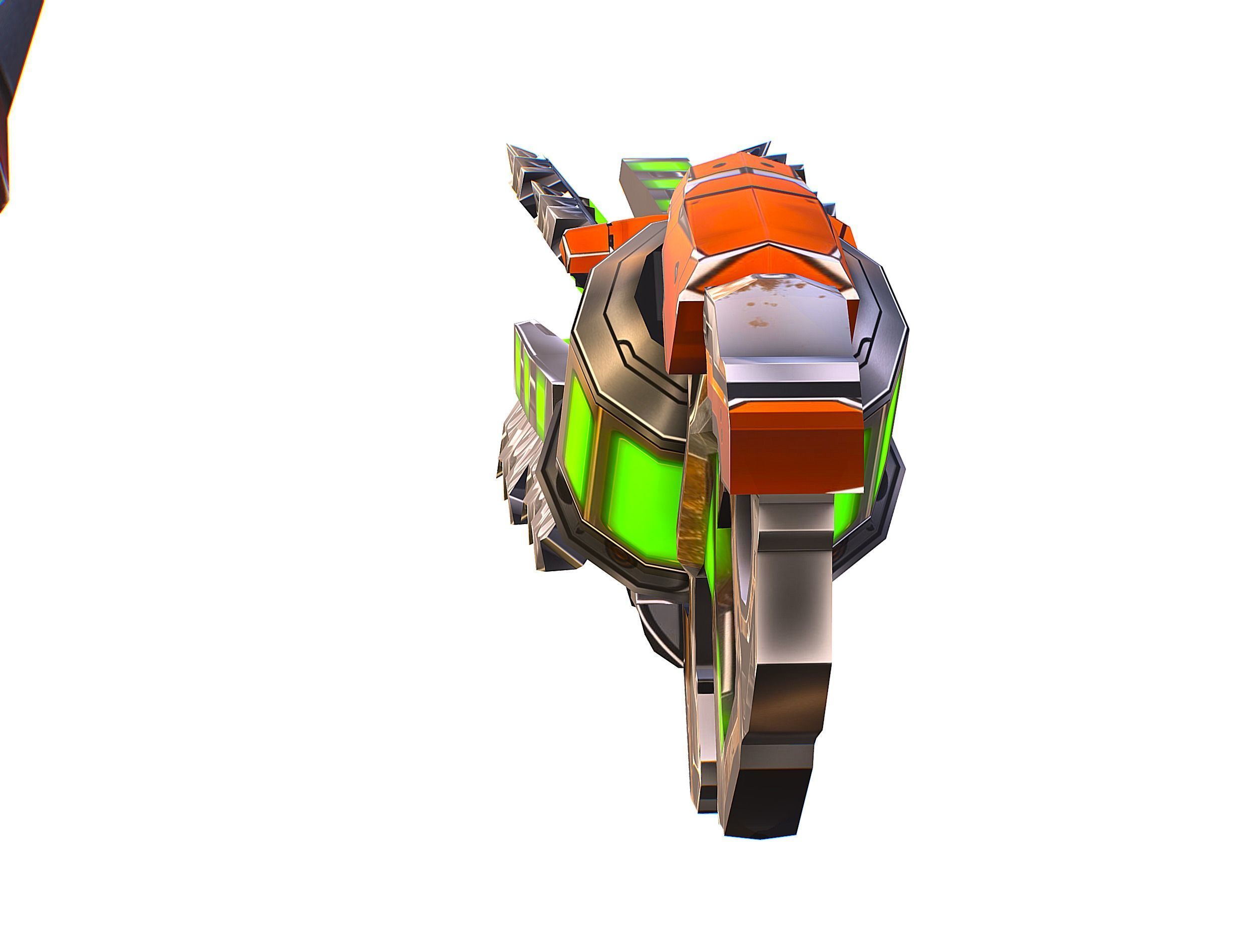 Cartoon Sci-Fi Cyborg Drone Heavy Machine Gunner Low-poly 3D model_23
