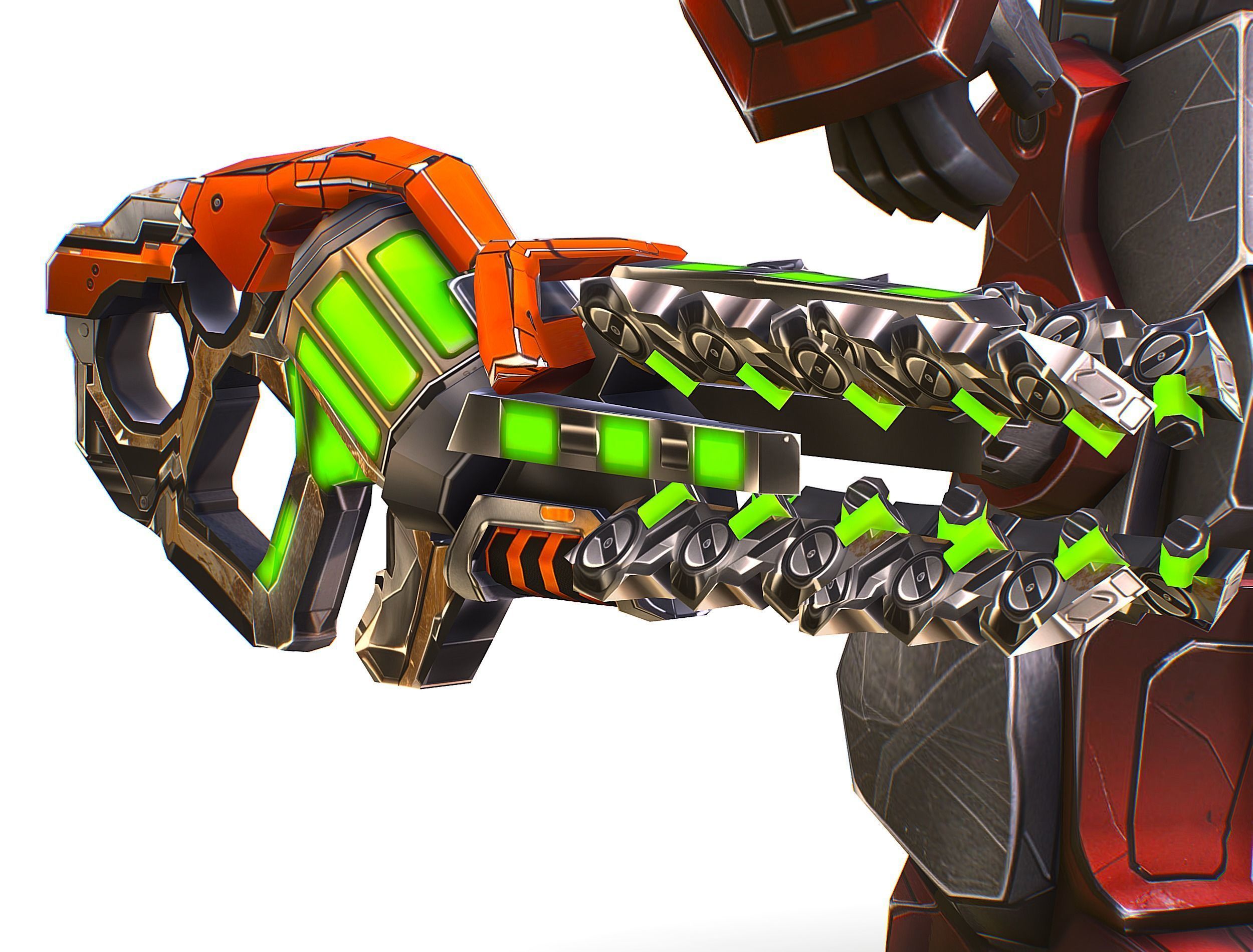 Cartoon Sci-Fi Cyborg Drone Heavy Machine Gunner Low-poly 3D model_20