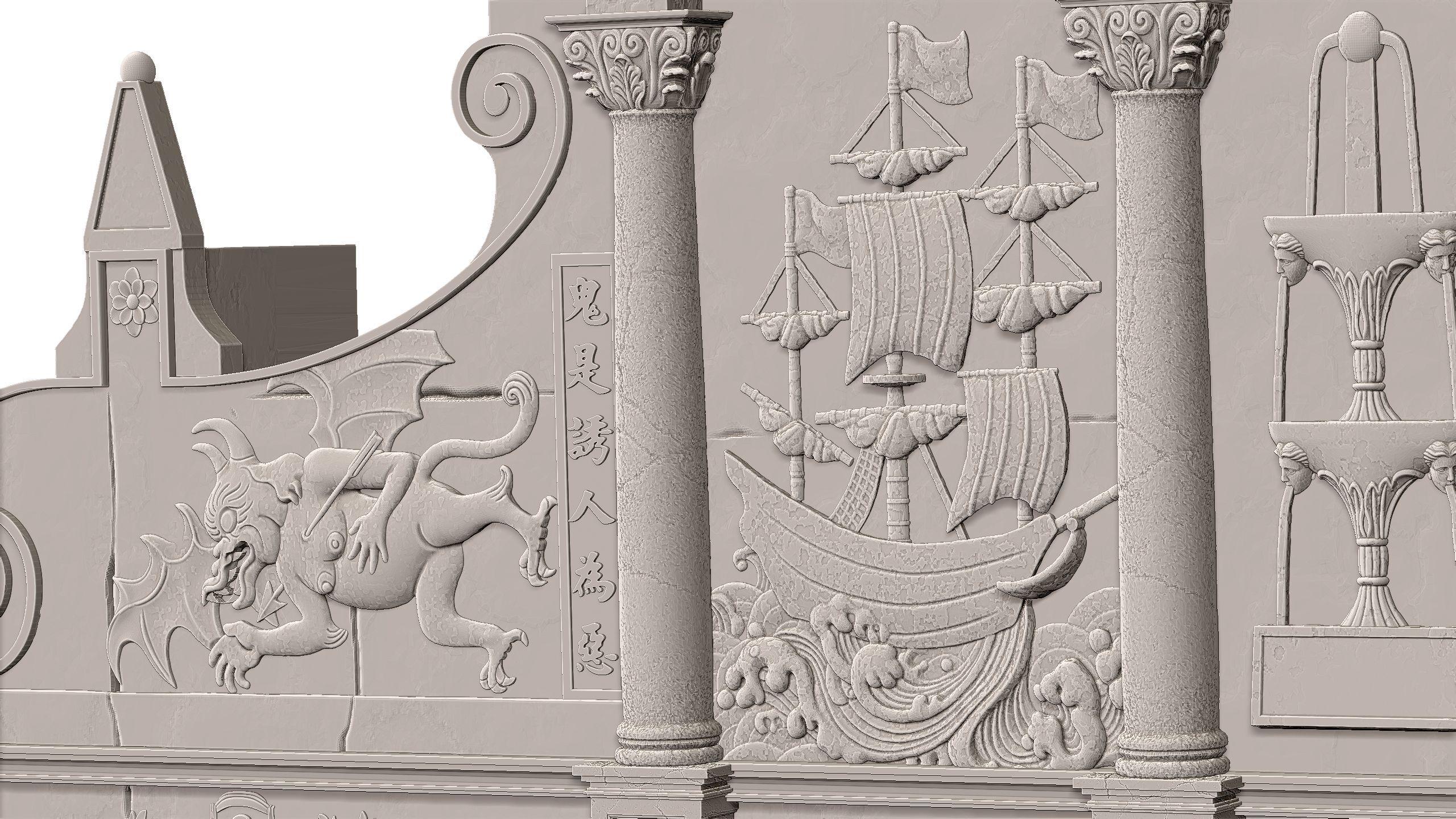 Cartoon Ruins of St Pauls 3D print model_6