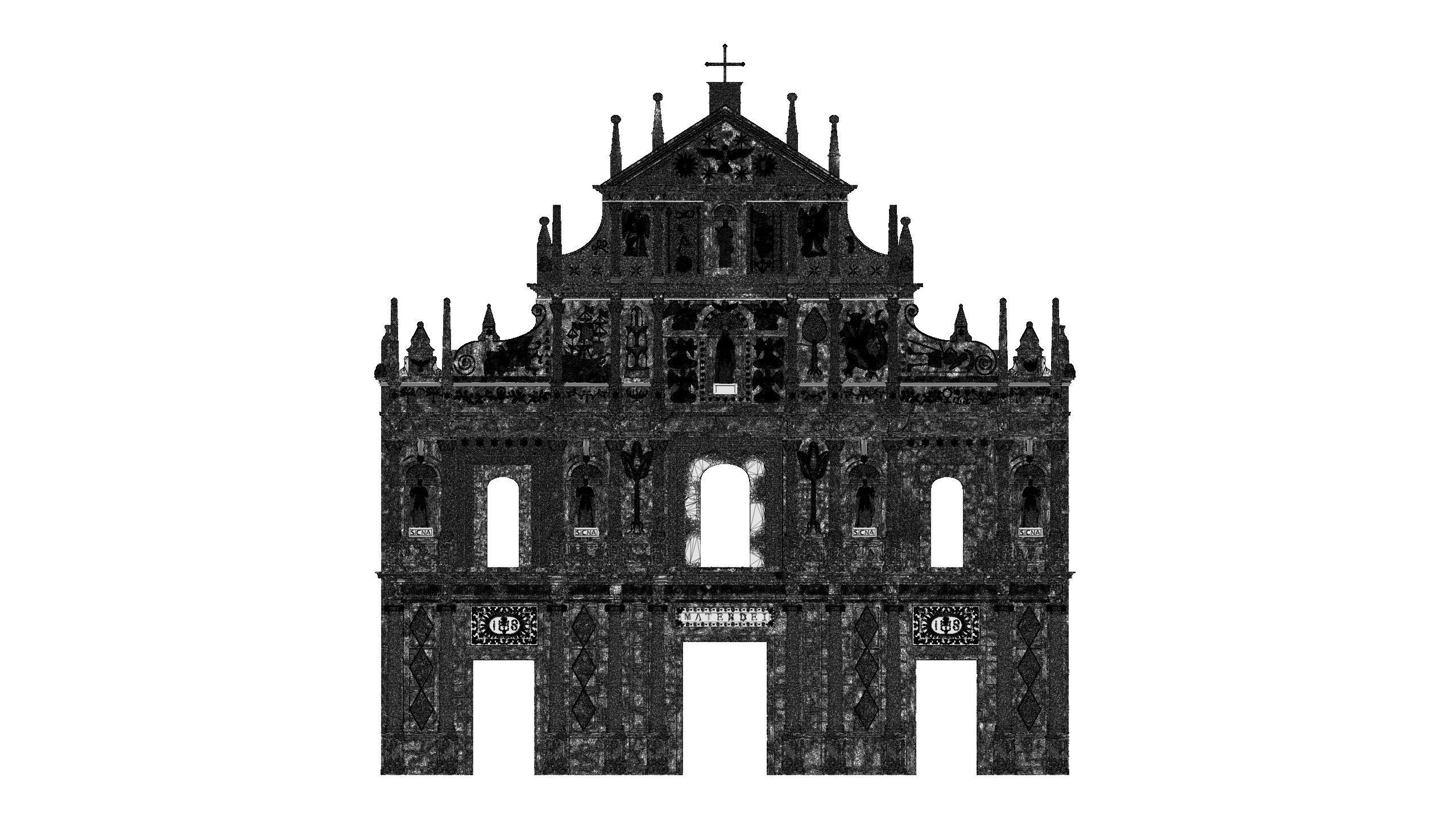 Cartoon Ruins of St Pauls 3D print model_12
