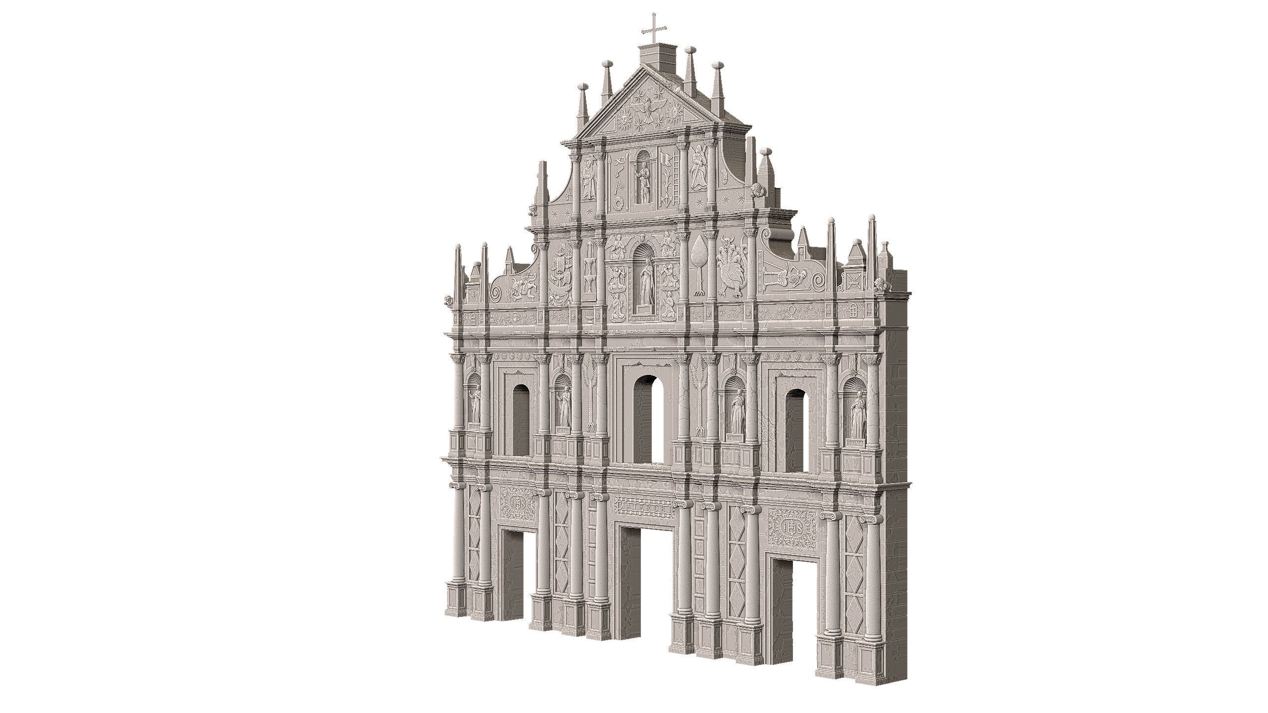 Cartoon Ruins of St Pauls 3D print model_3
