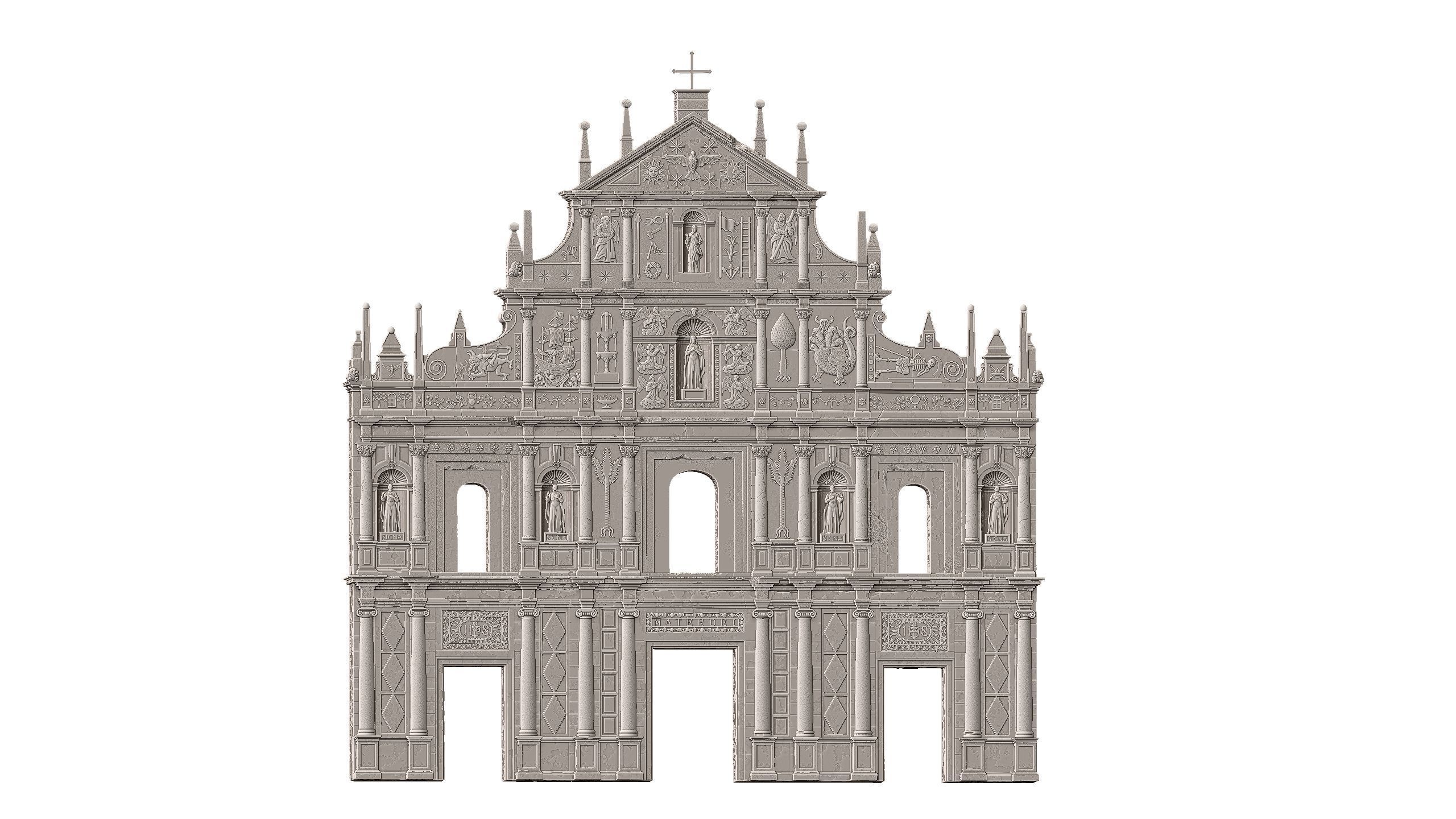 Cartoon Ruins of St Pauls 3D print model_2