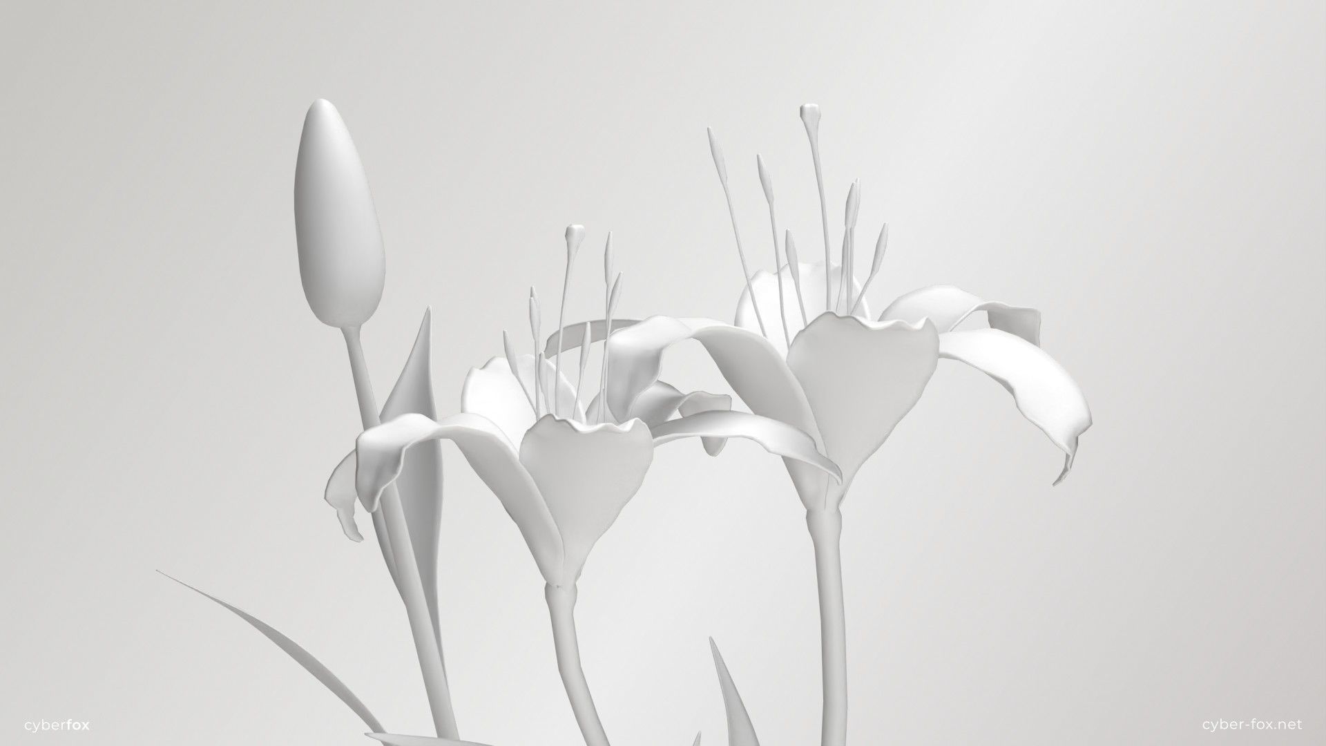 Red Lilies Low-poly 3D model_11