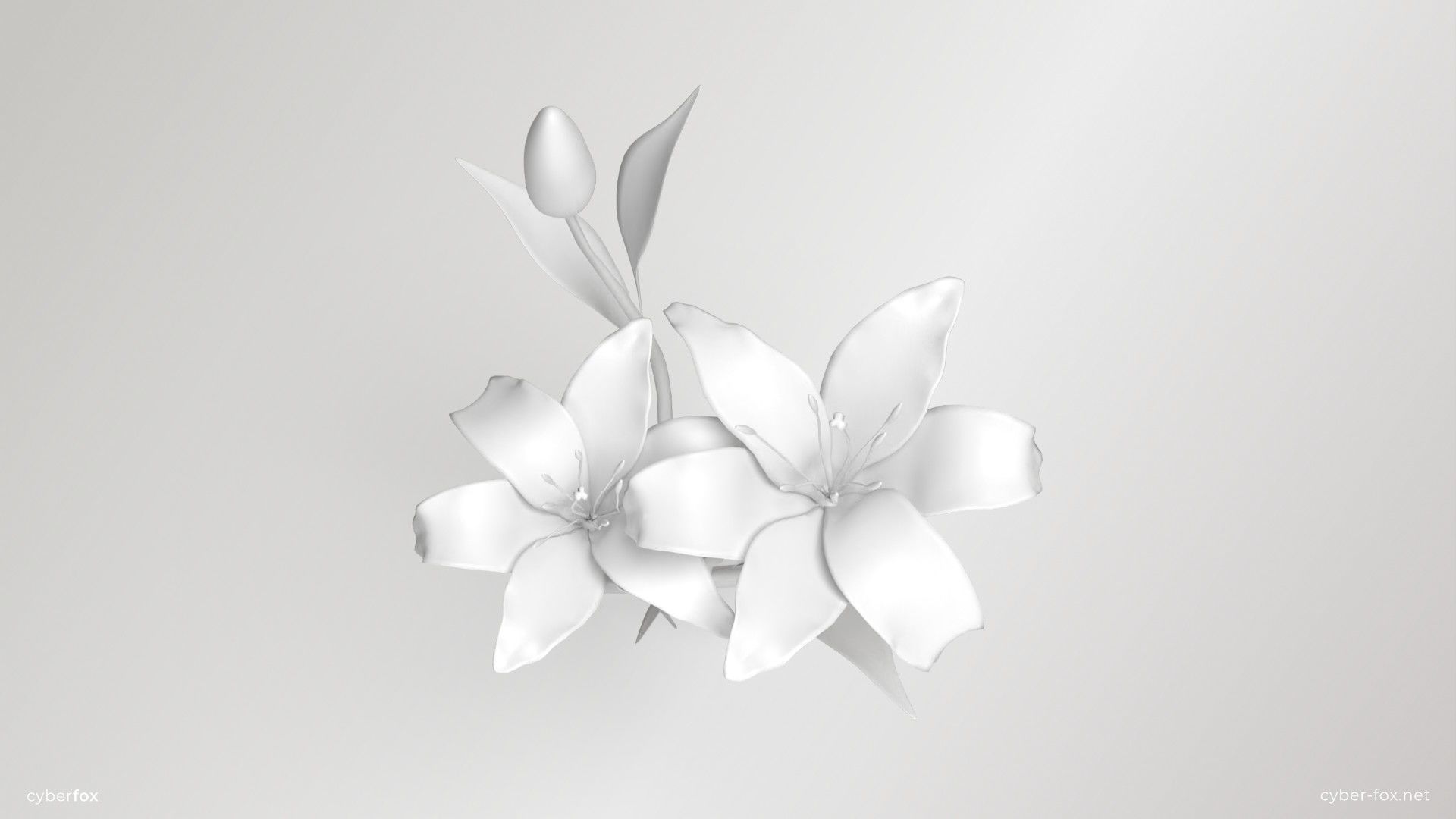 Red Lilies Low-poly 3D model_12