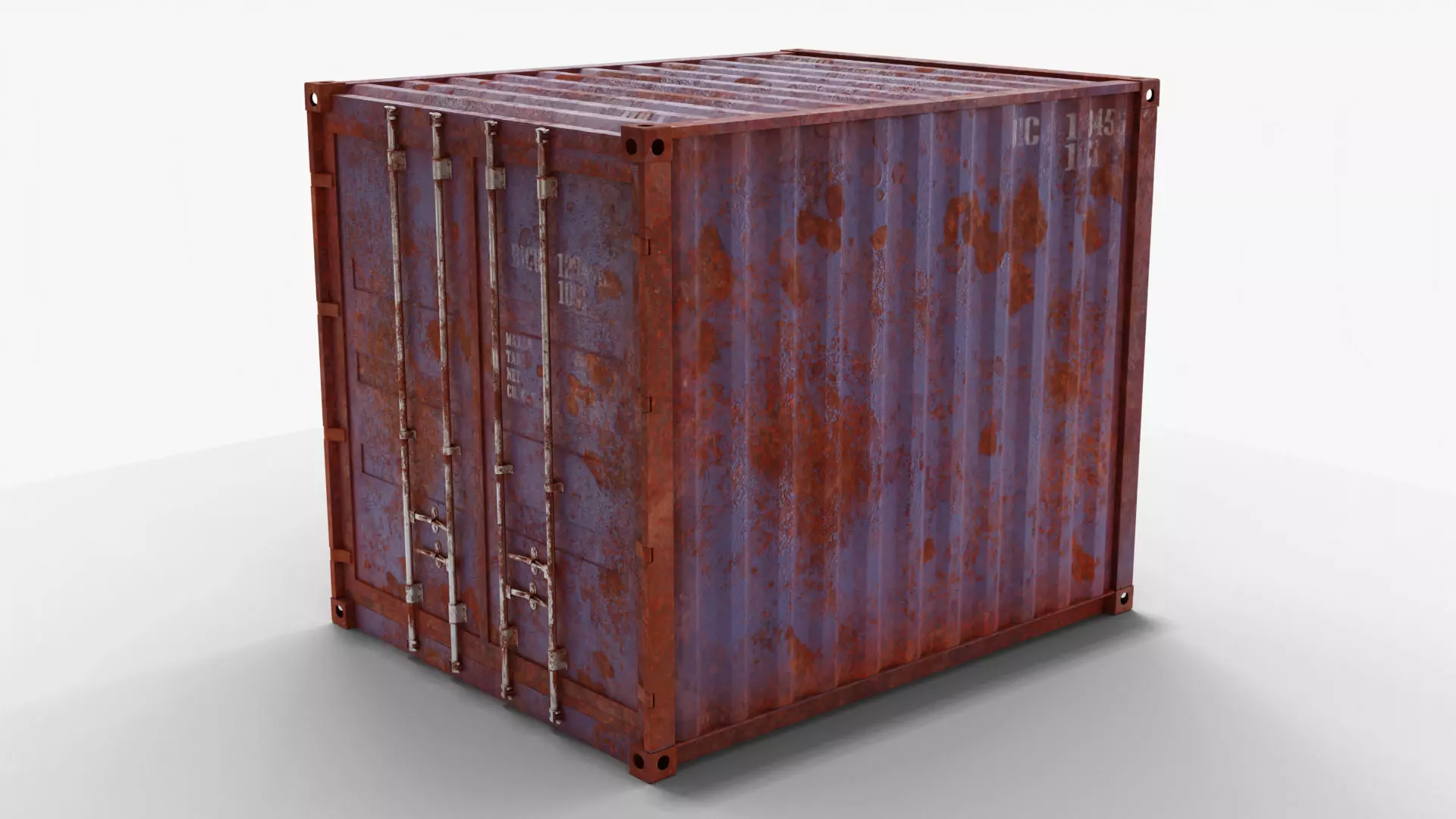 10Ft Cargo Container - Blue - Rusted 3D model_0
