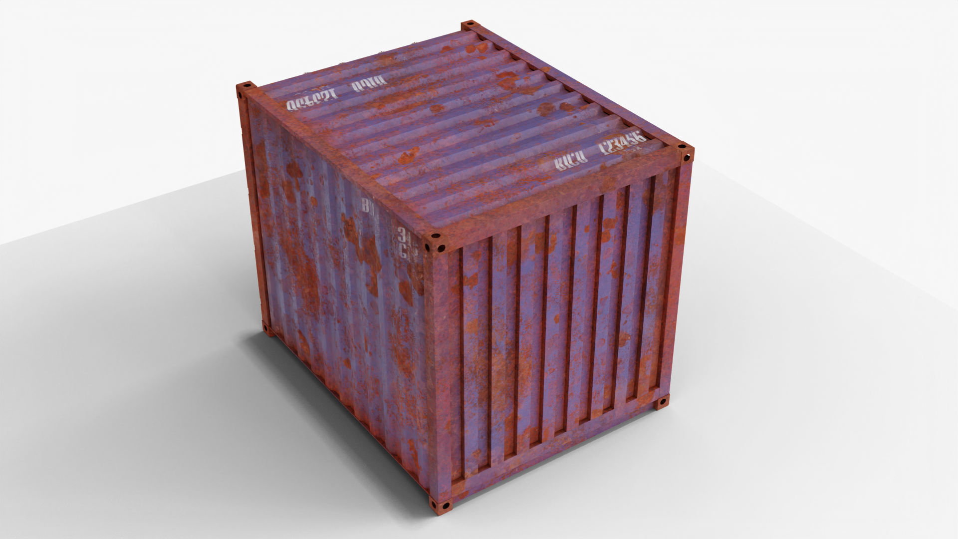 10Ft Cargo Container - Blue - Rusted 3D model_5